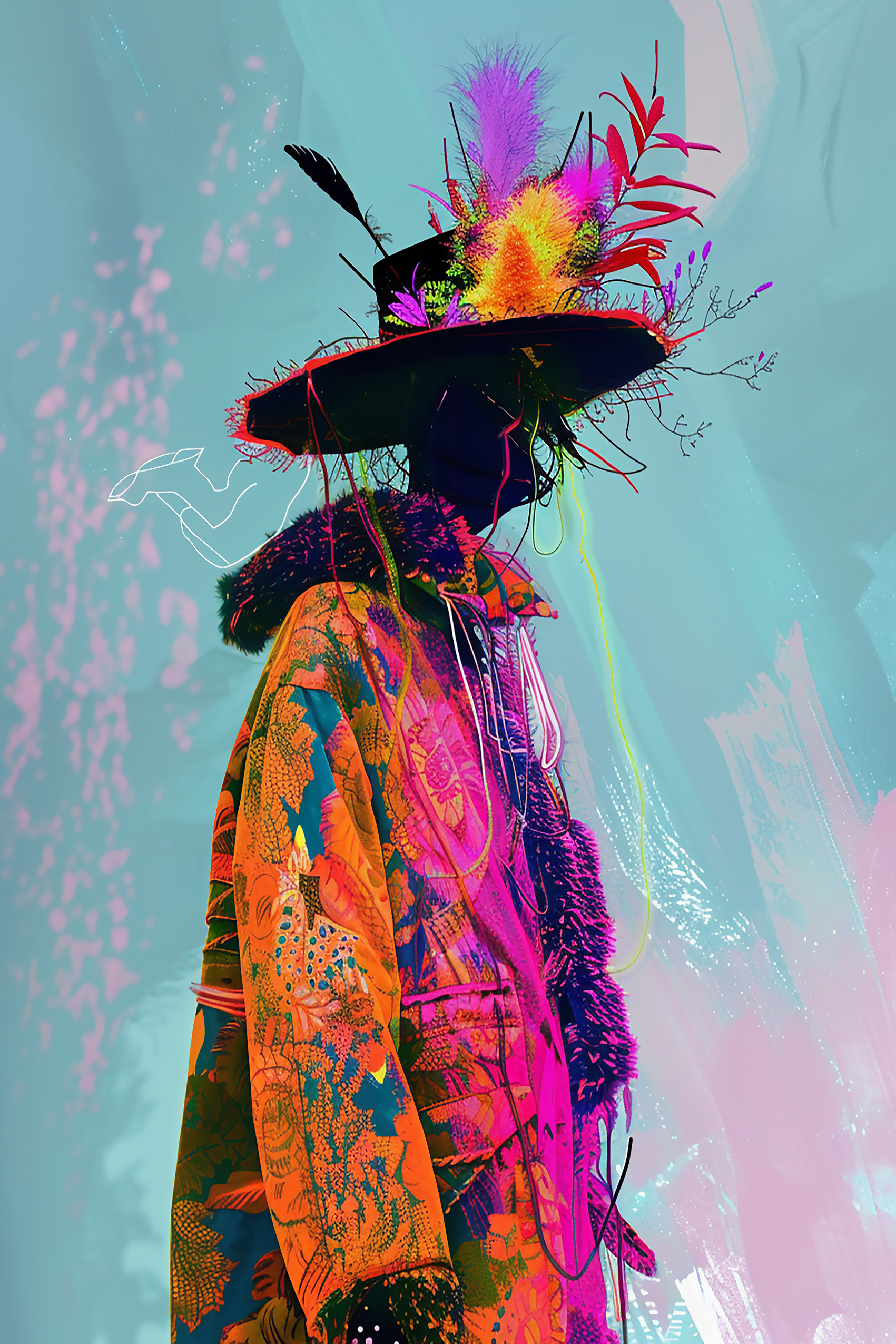 Abstract Feathered Figure