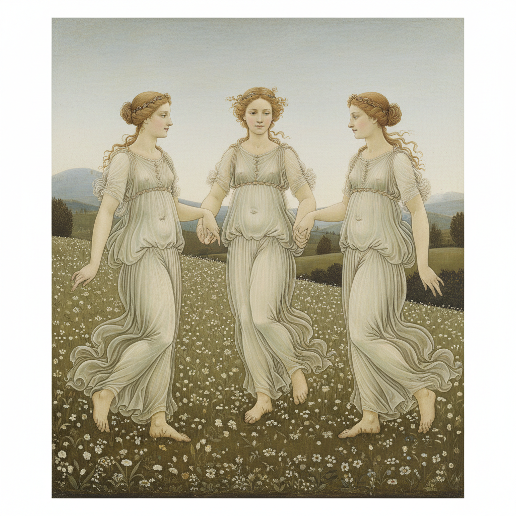 Allegory of Spring (detail of Three Graces) — Sandro Botticelli