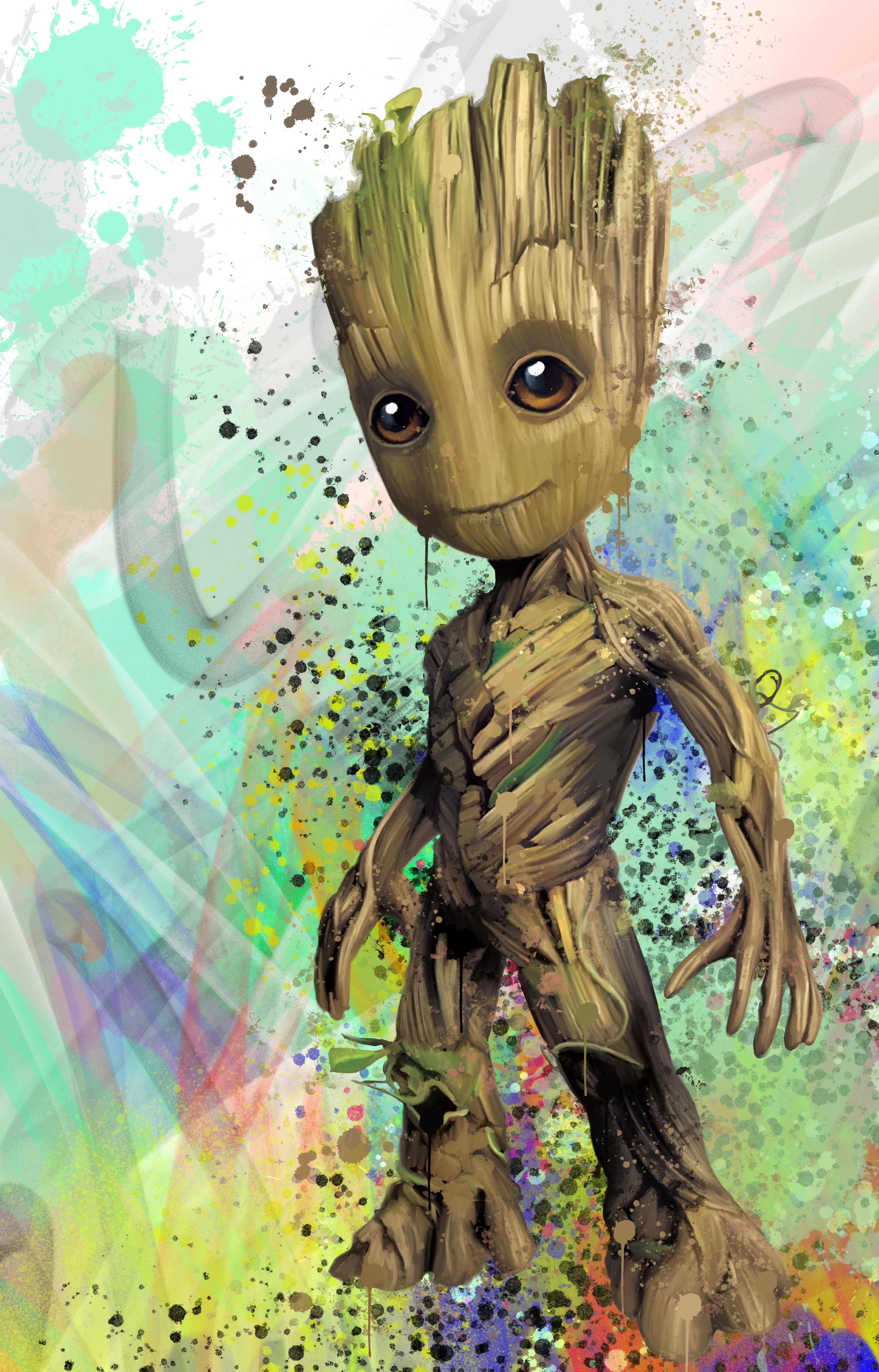 Baby Groot Splatter Art