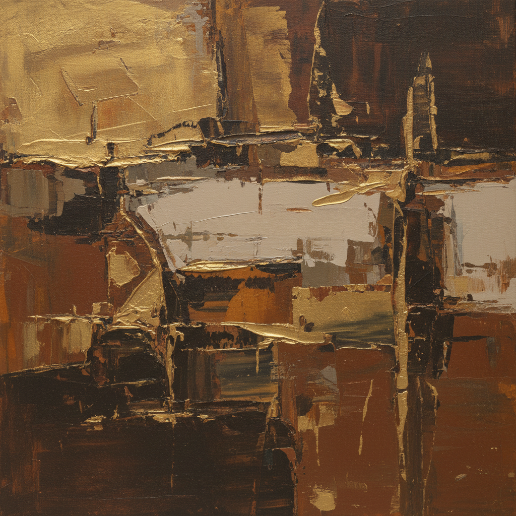 Brass Shadow — Warm Metallic Abstract Canvas Art