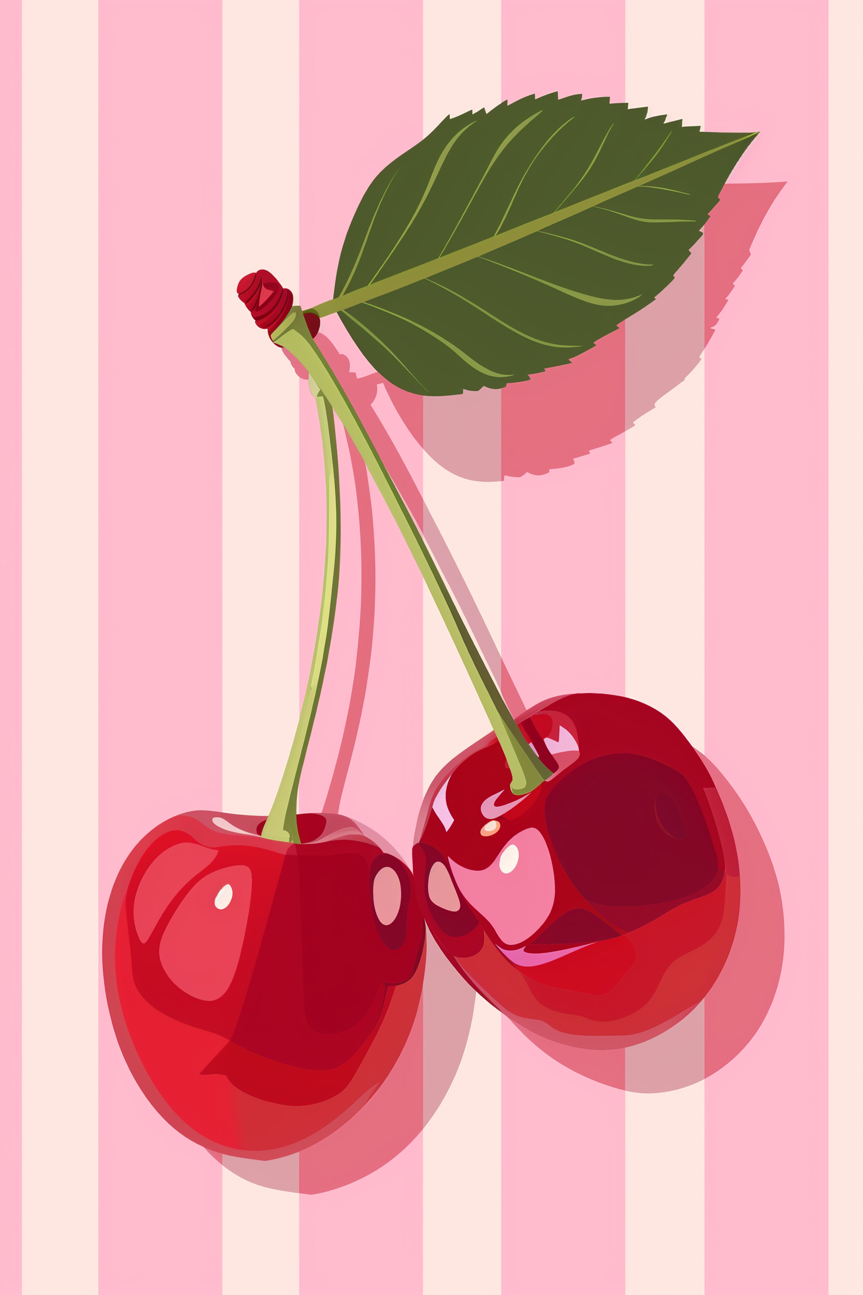 Charming Cherries on Stripes