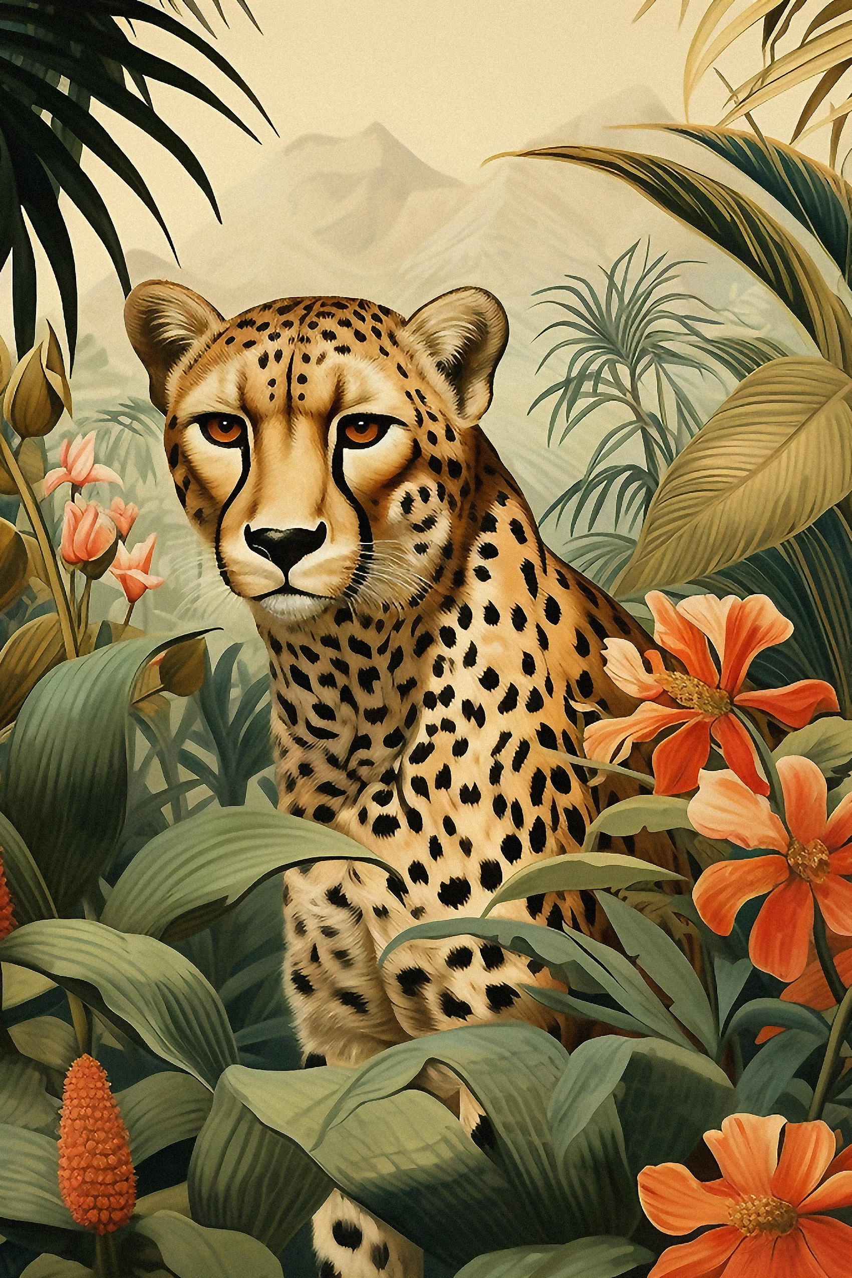 Cheetah in Tropical Bloom