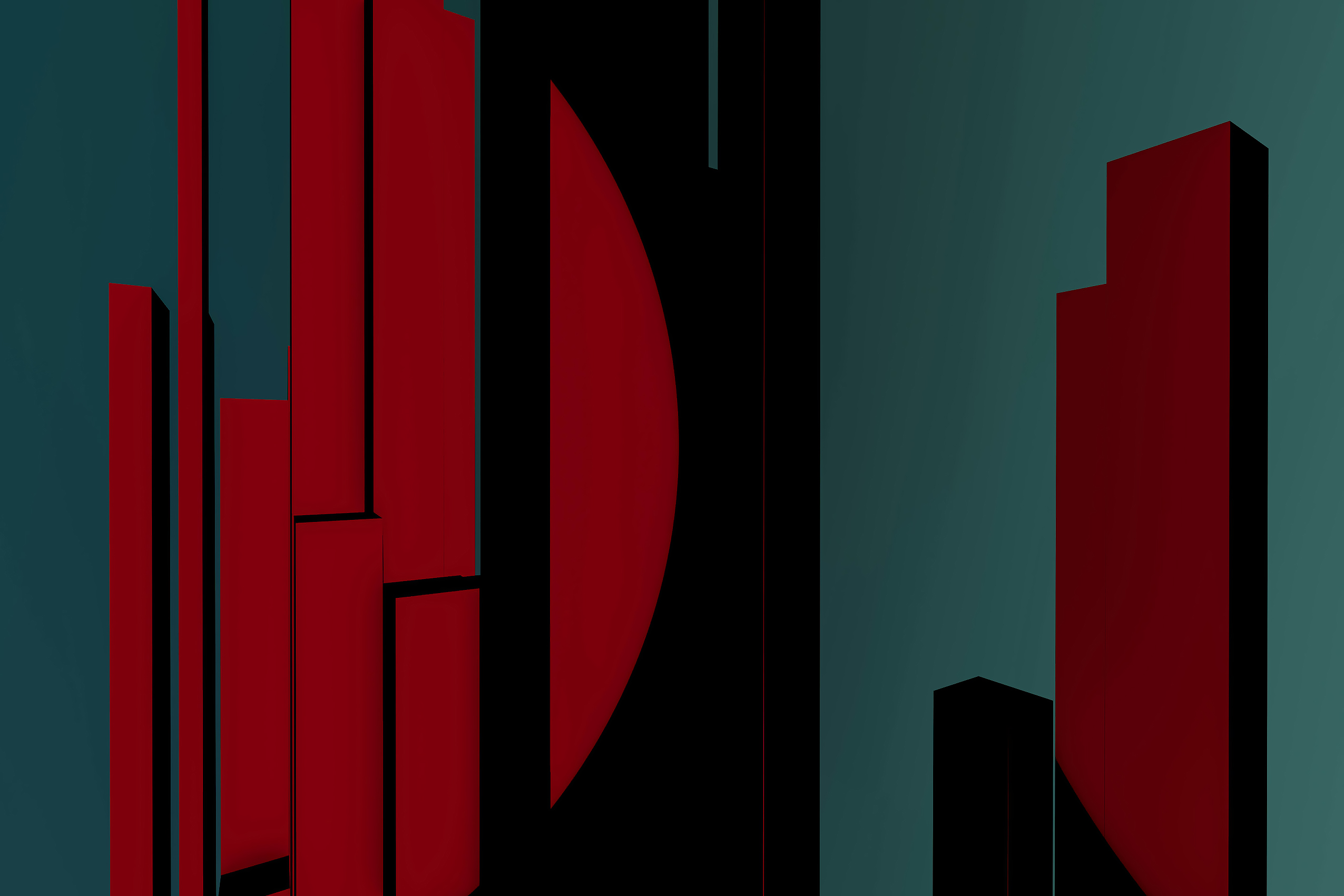 Crimson Blocks Abstract