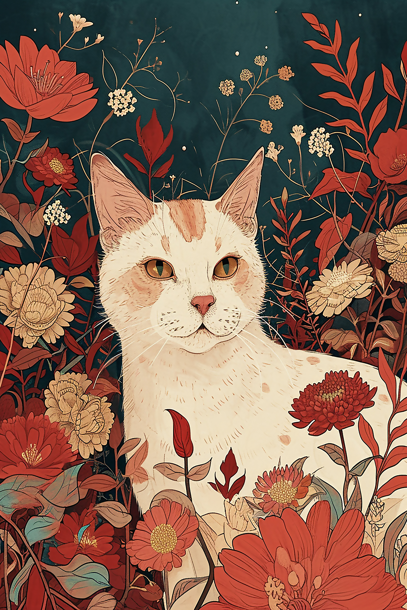 Feline Floral Companion