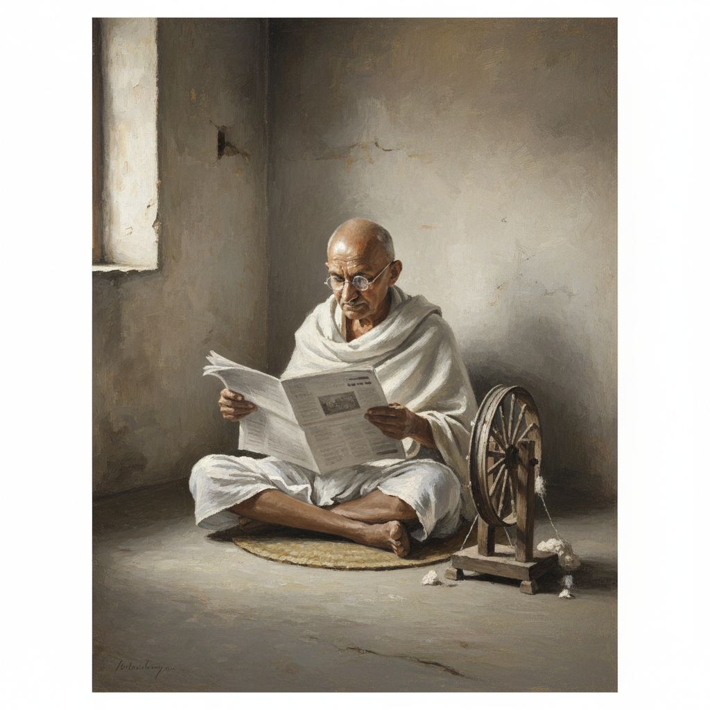 Gandhi and the Spinning Wheel — Margaret Bourke-White