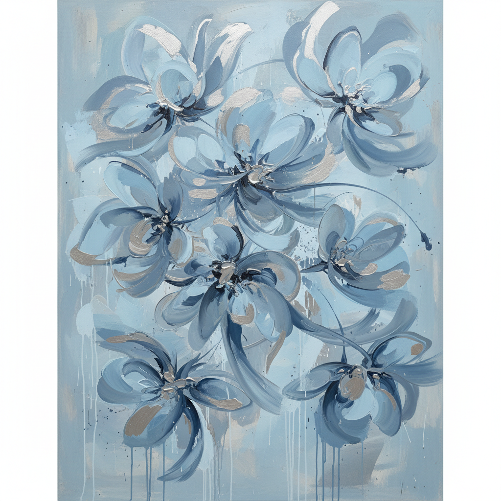 Glacier Bloom — Cool Abstract Art in Pale Blue