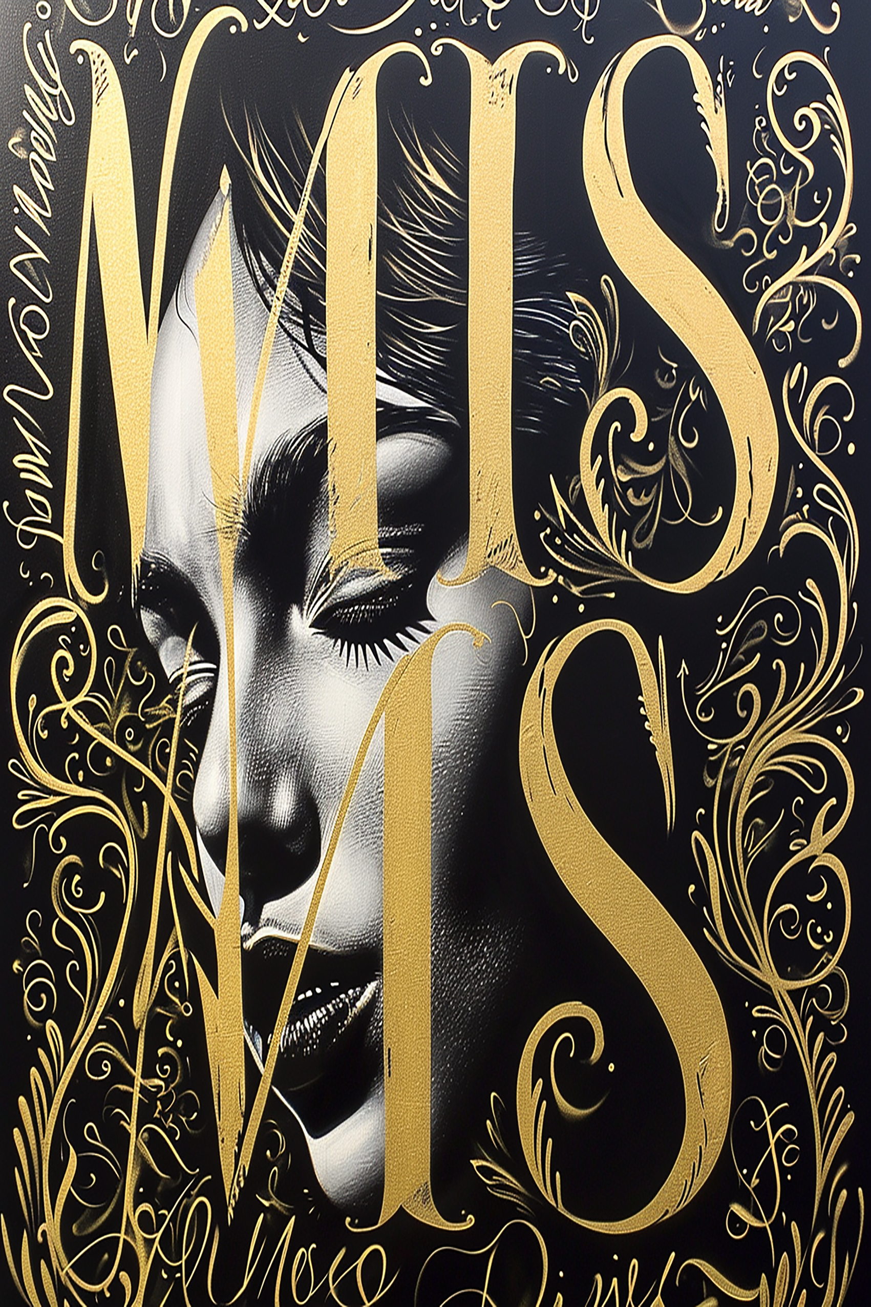 Golden Miss Typography Portrait