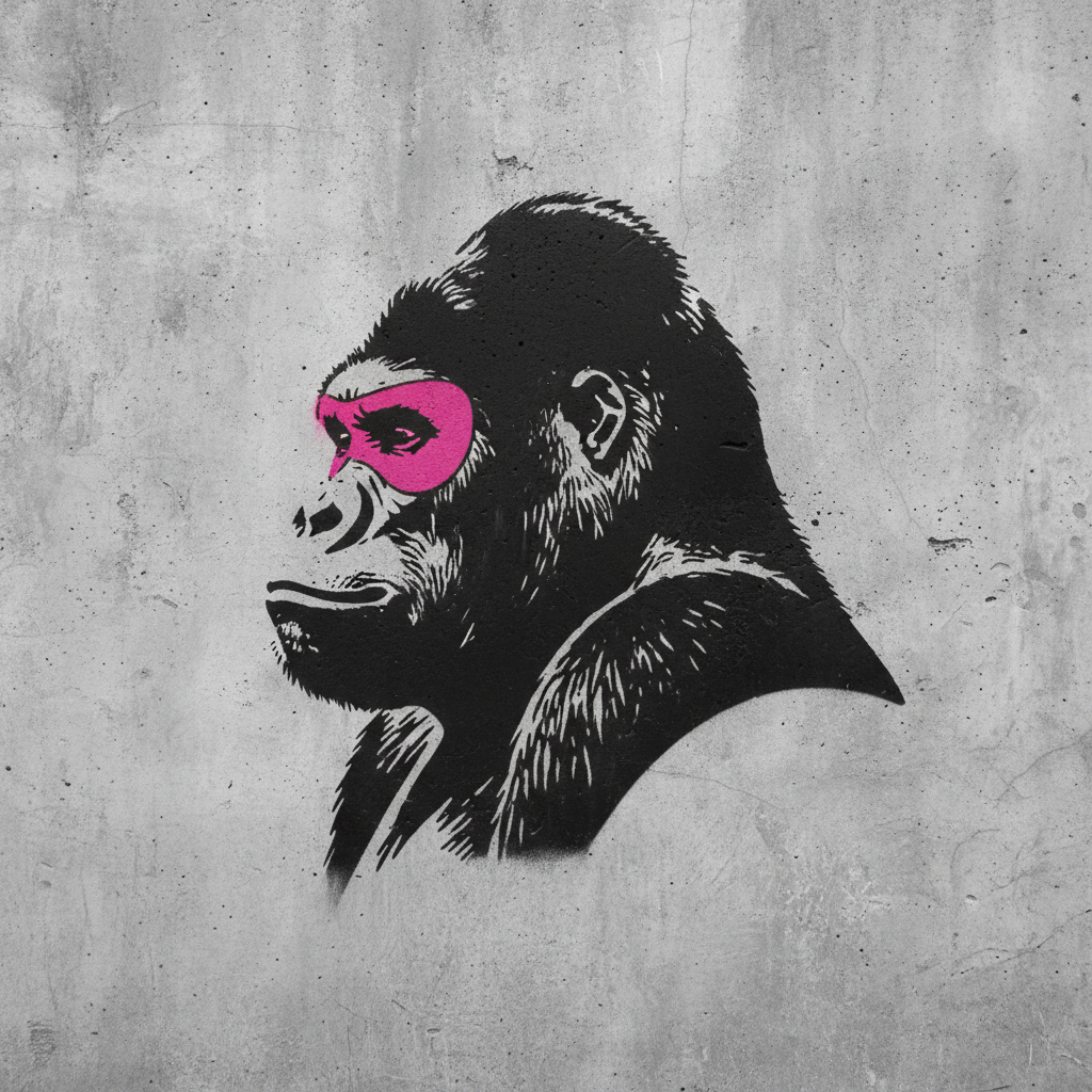 Gorilla in a Pink Mask