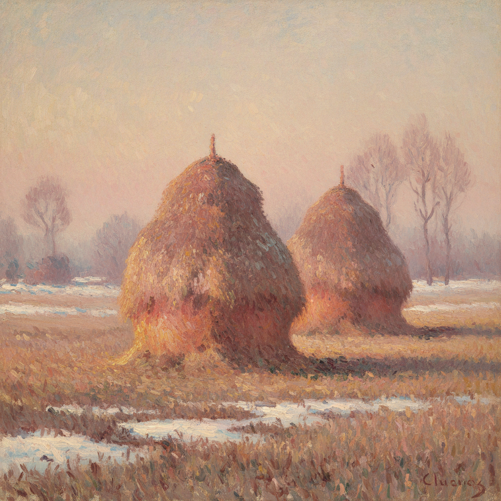 Haystacks at Sunset — Claude Monet