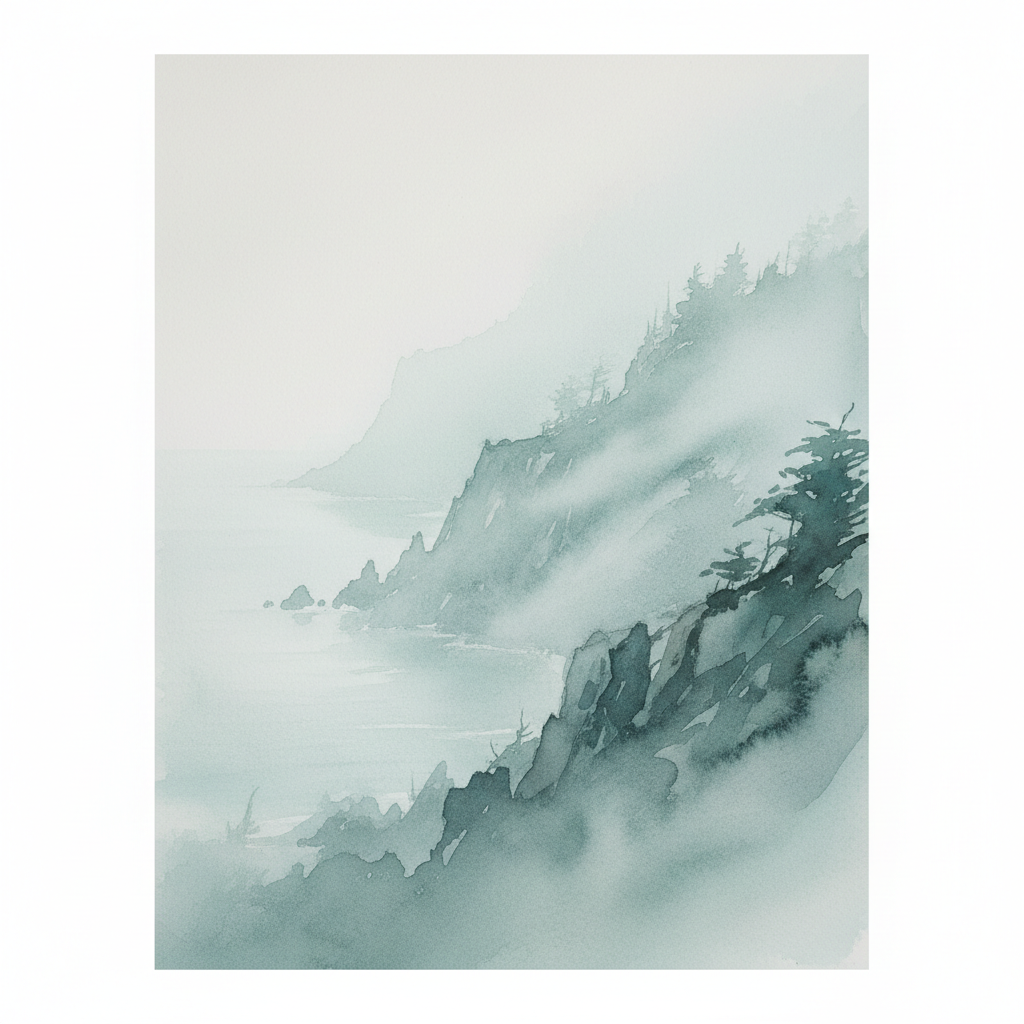 Hazy Coastal Cliff
