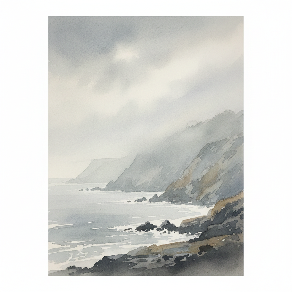 Hazy Coastal Cliff