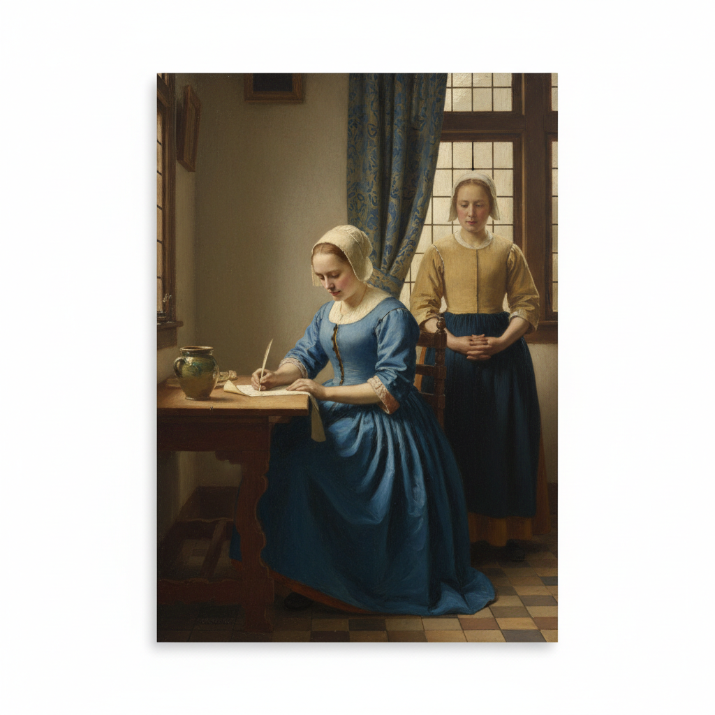 Lady Writing a Letter with Her Maid — Johannes Vermeer