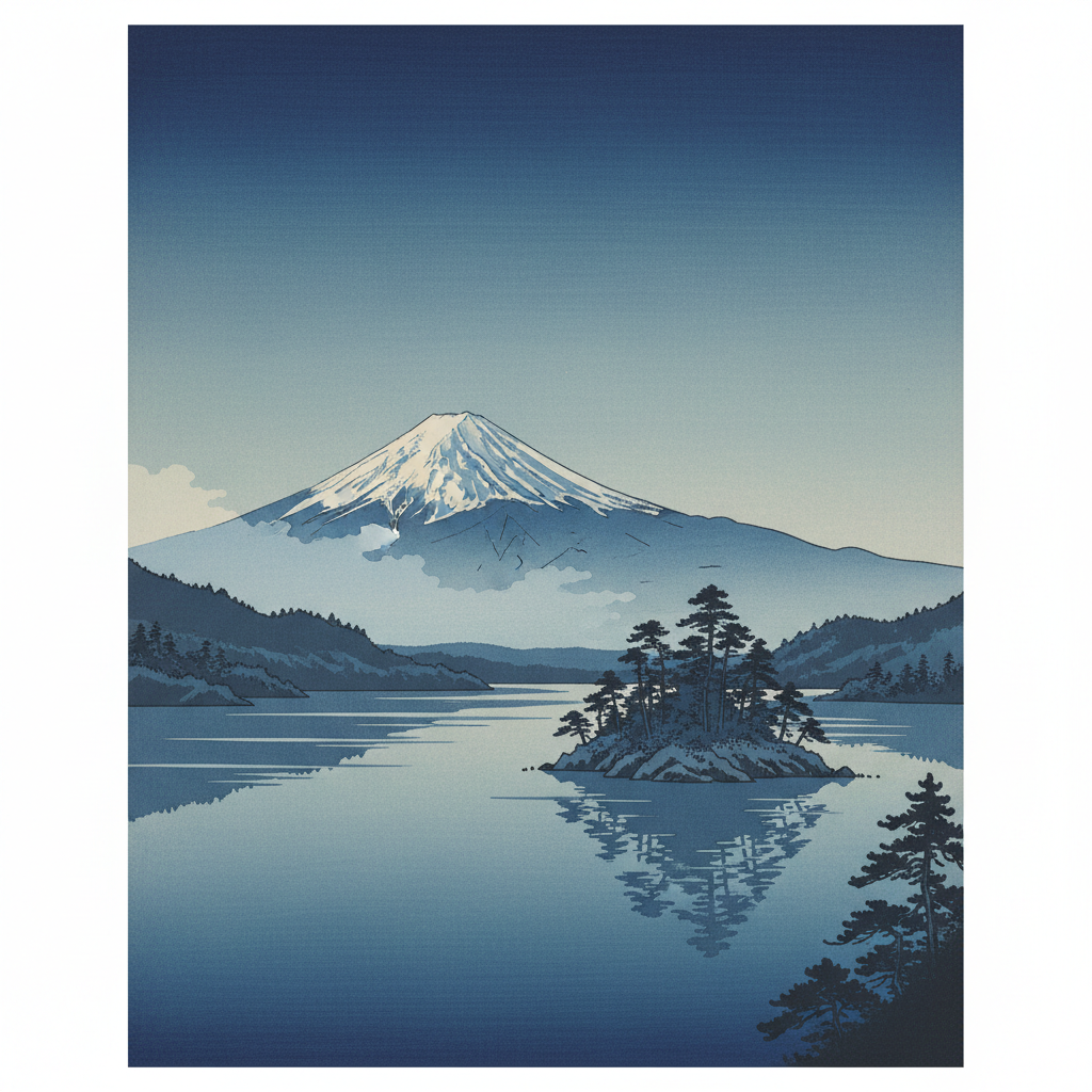 Lake Suwa in Shinano Province — Katsushika Hokusai