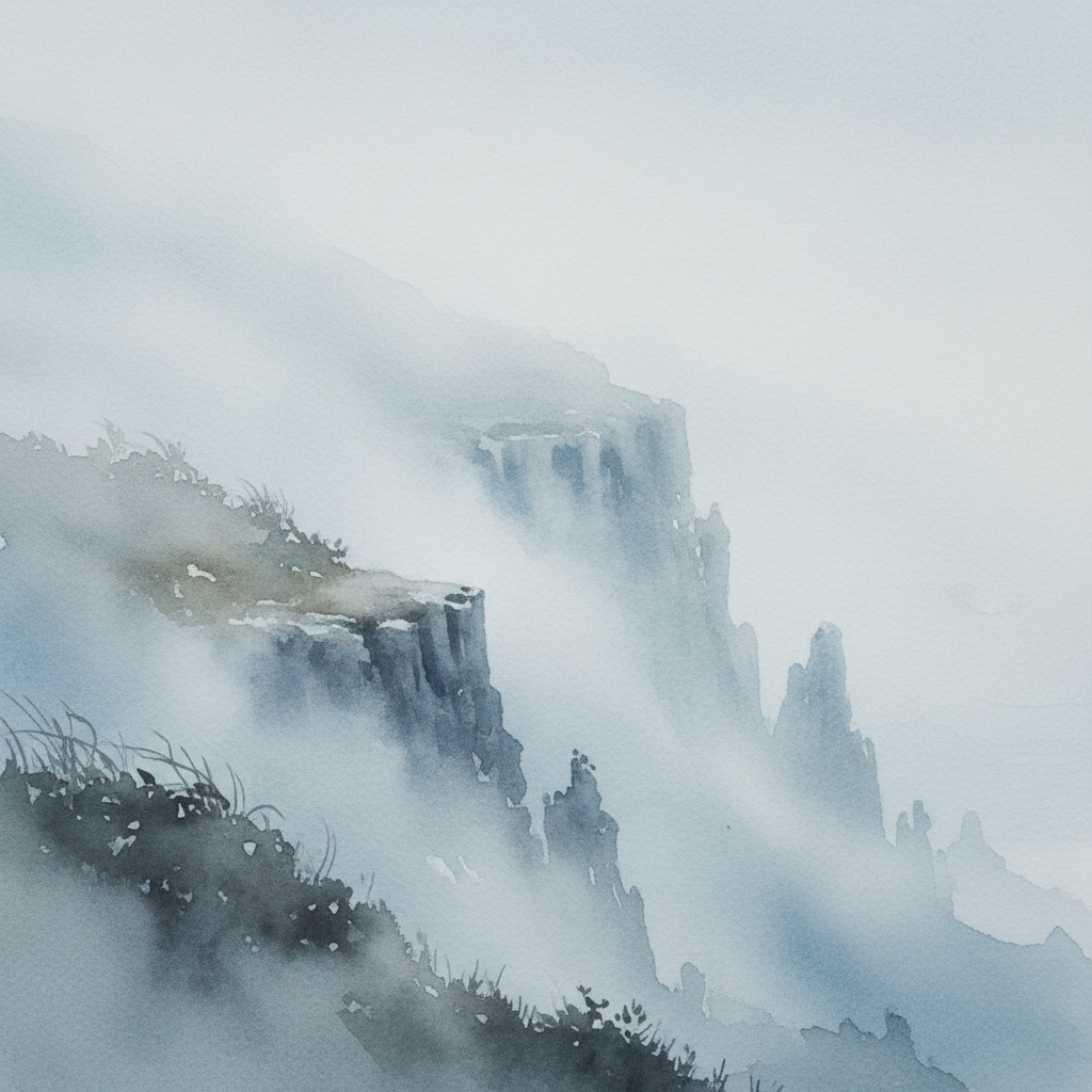 Misty Coastal Cliffs
