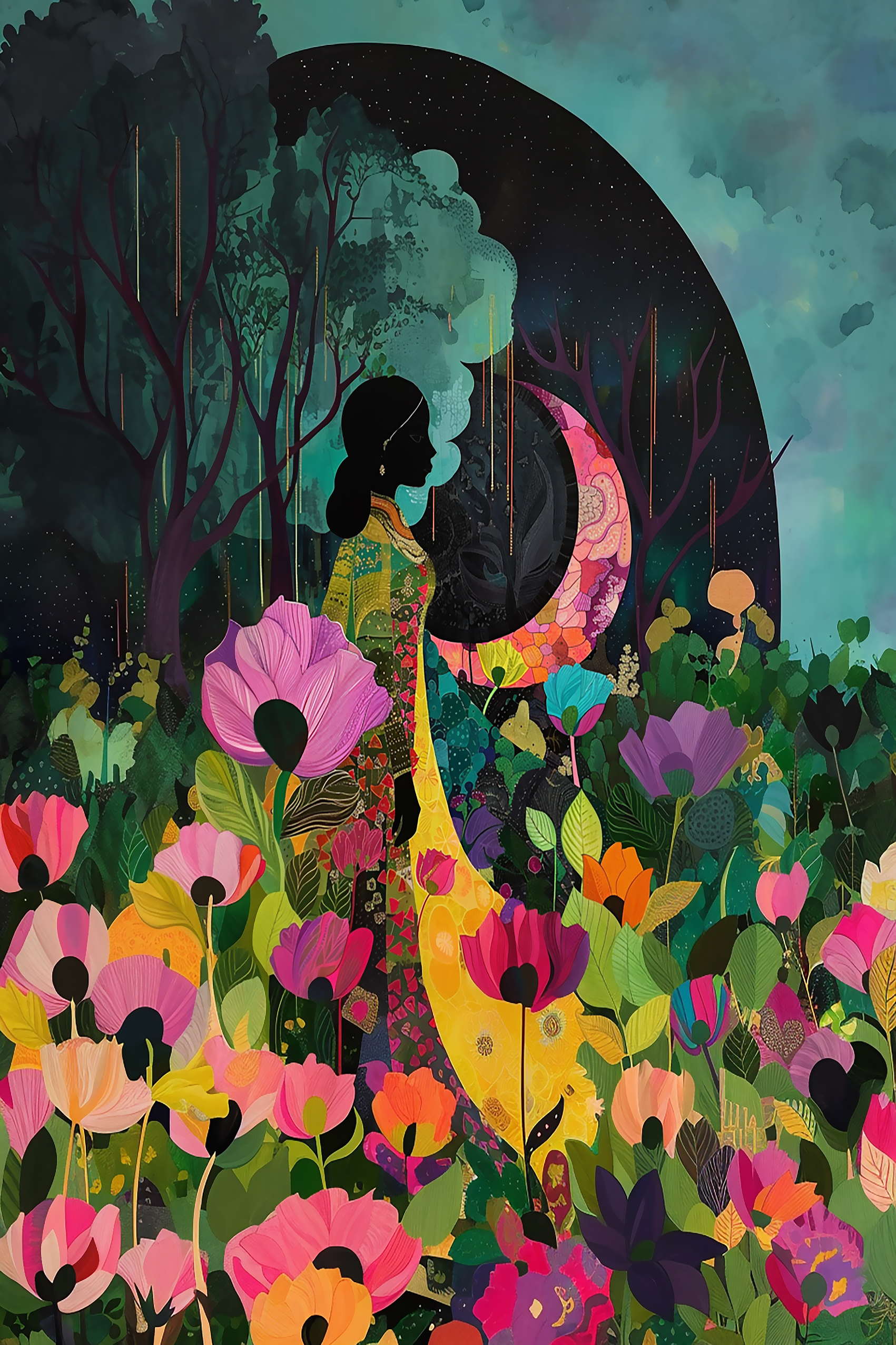 Moonlit Floral Serenity