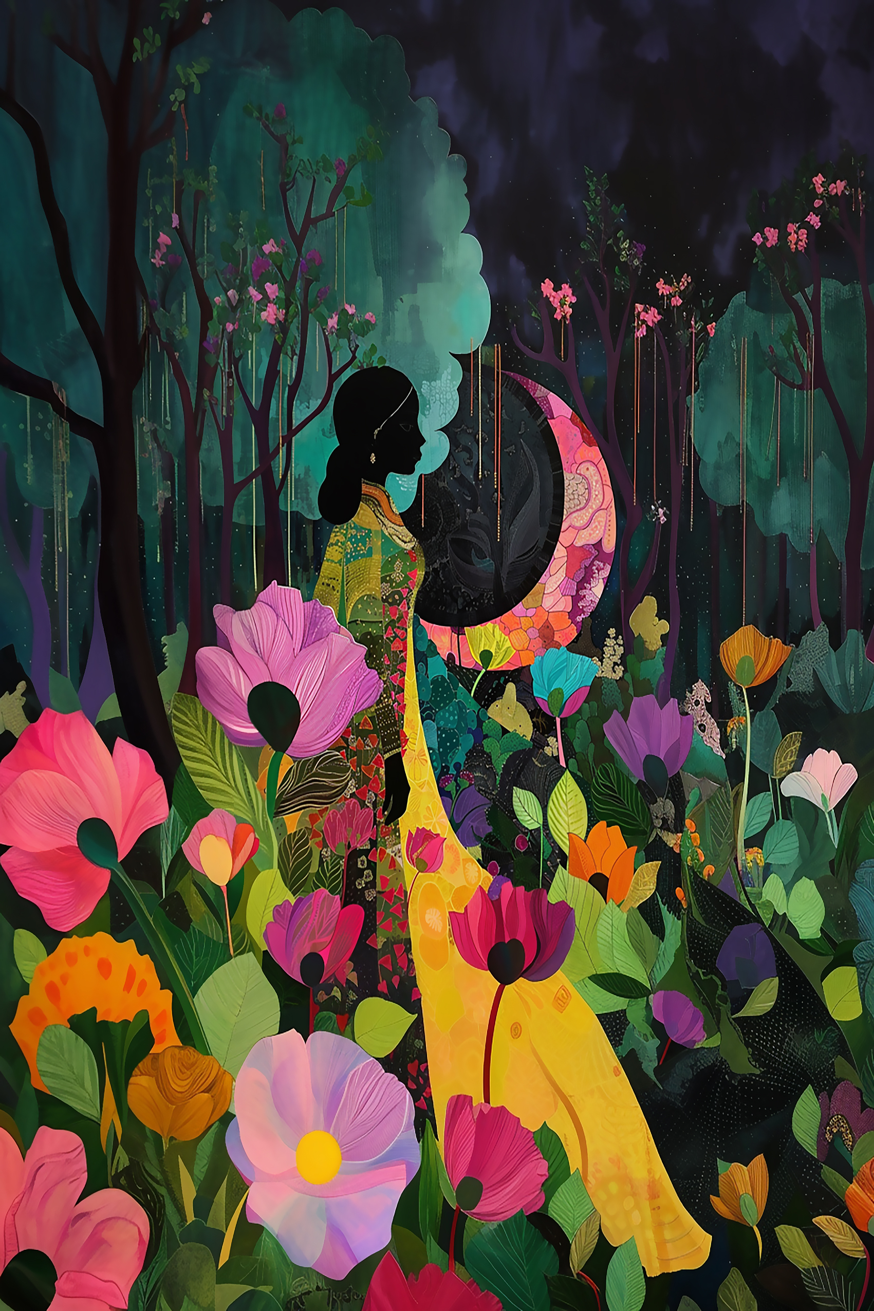 Moonlit Floral Serenity