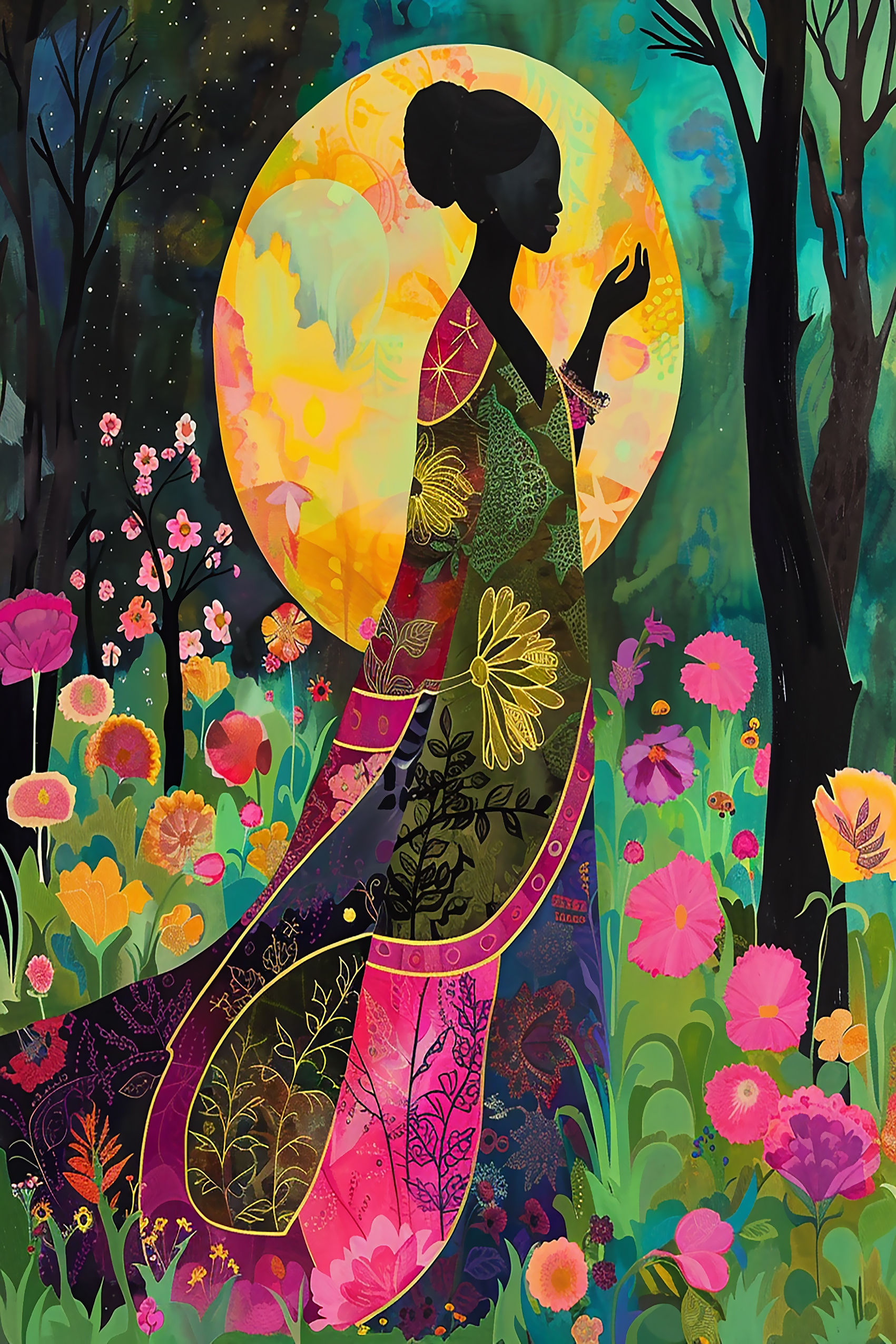 Moonlit Garden Silhouette