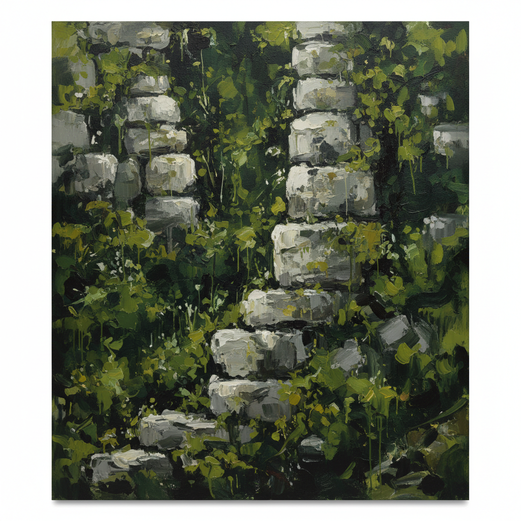 Moss & Stone — Green Abstract Wall Art for Bedroom