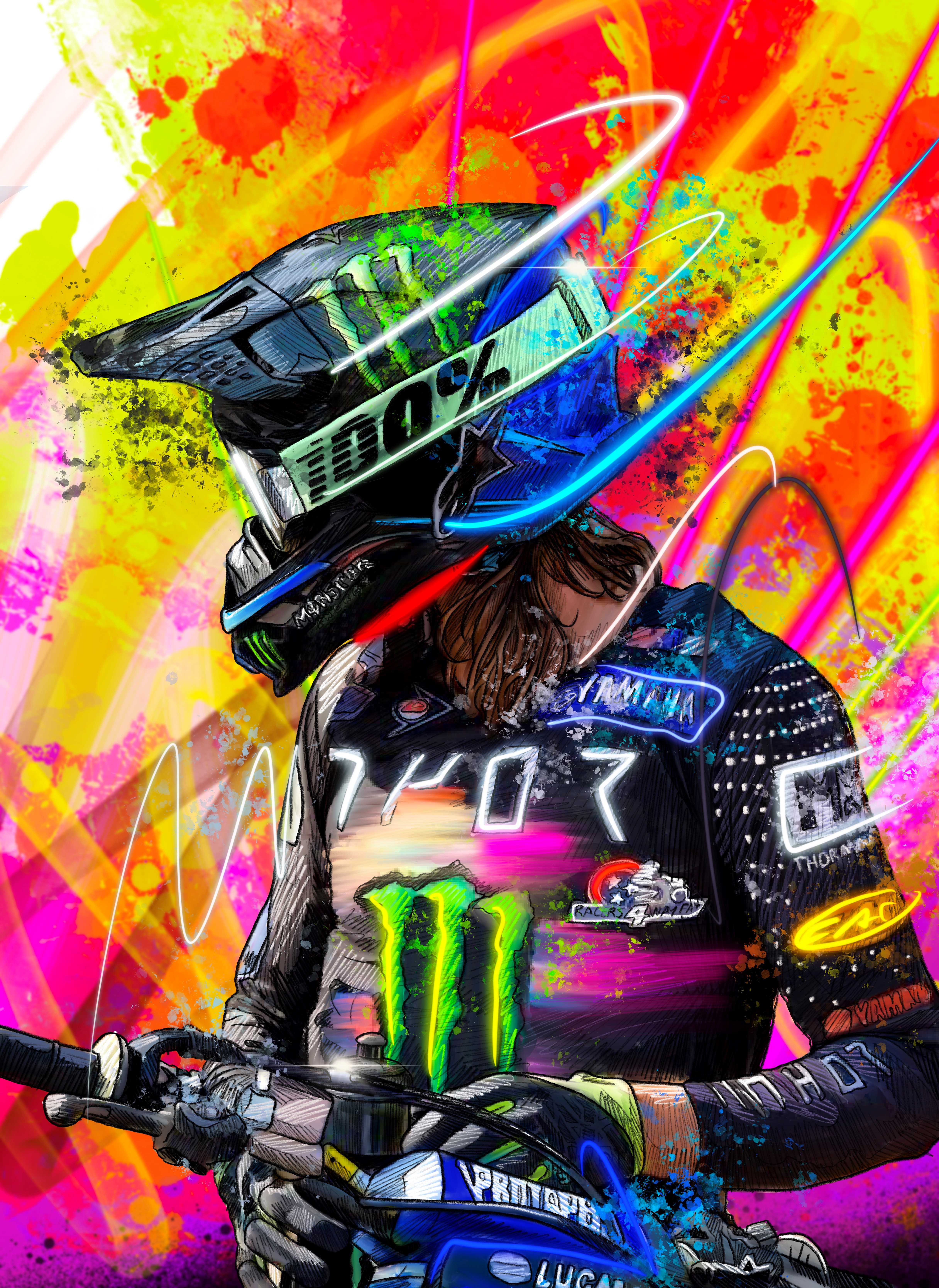 Neon Motocross Racer