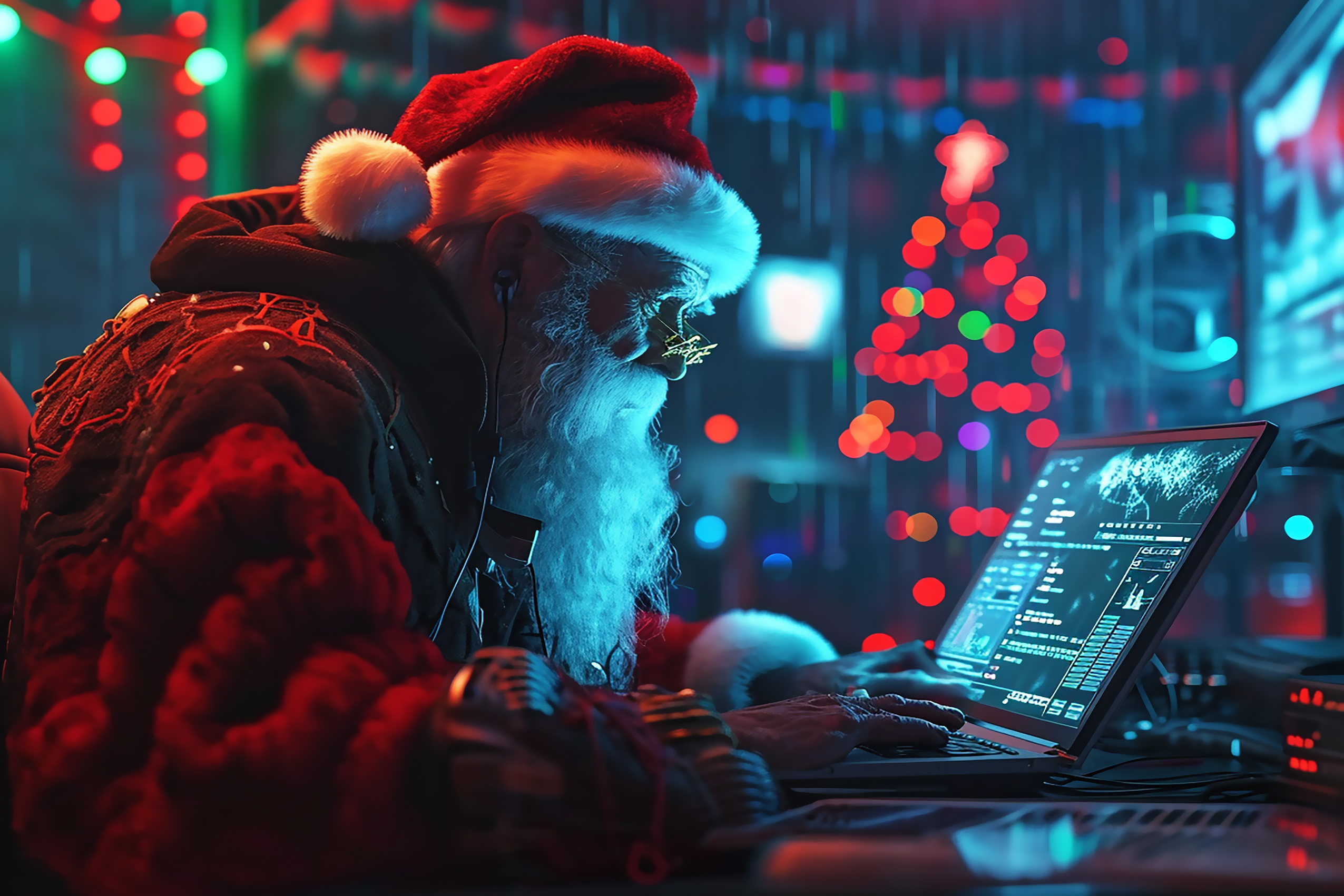 Neon Night Santa Hacker