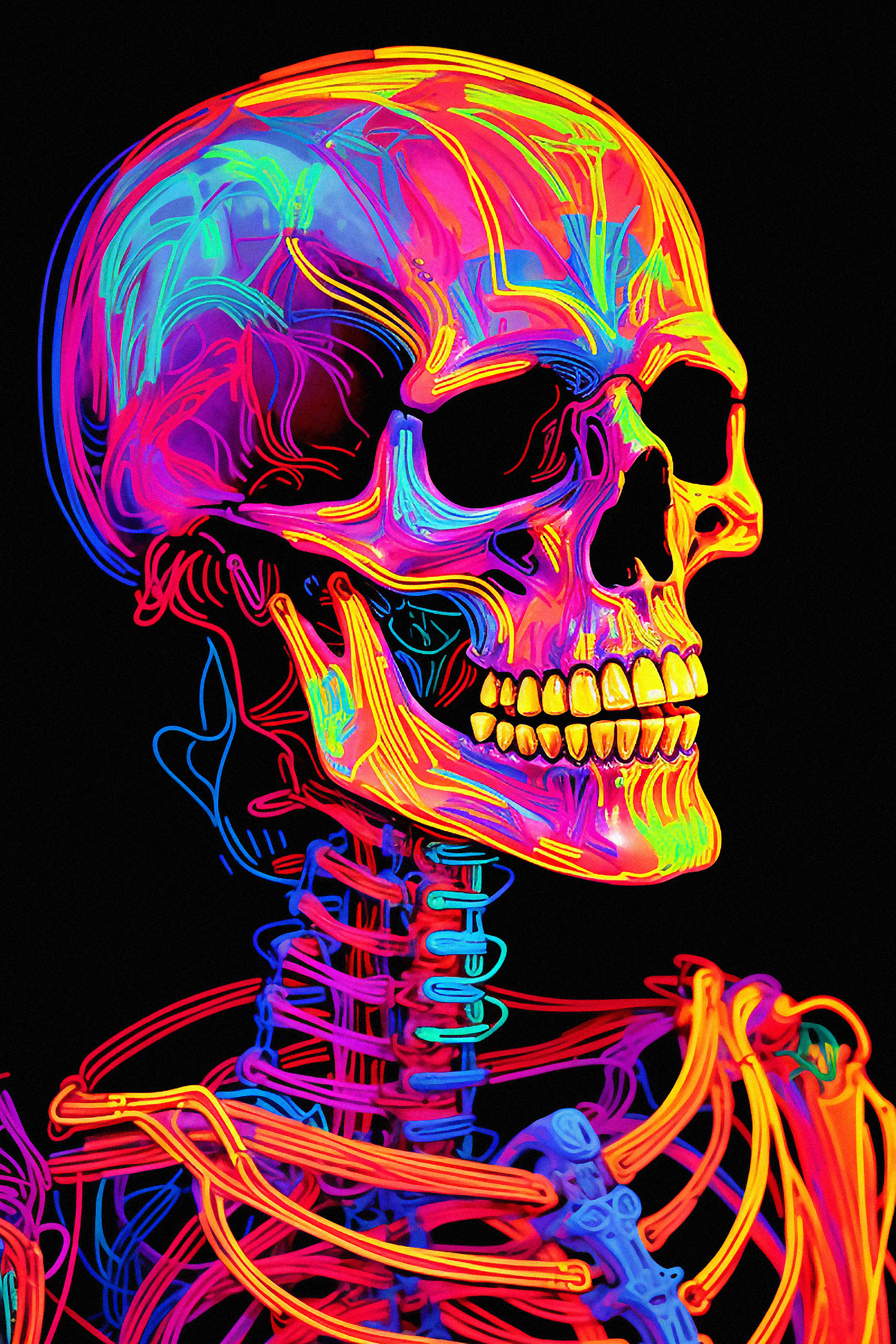 Neon Skeleton Portrait