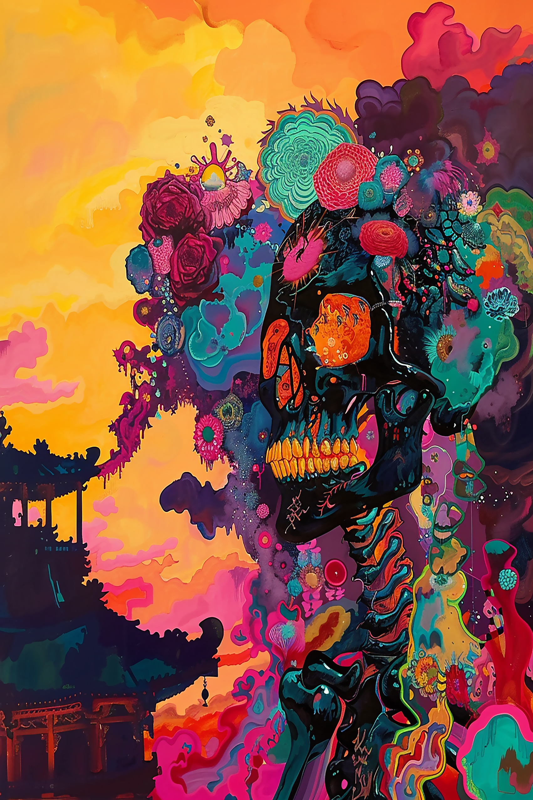Psychedelic Floral Skull