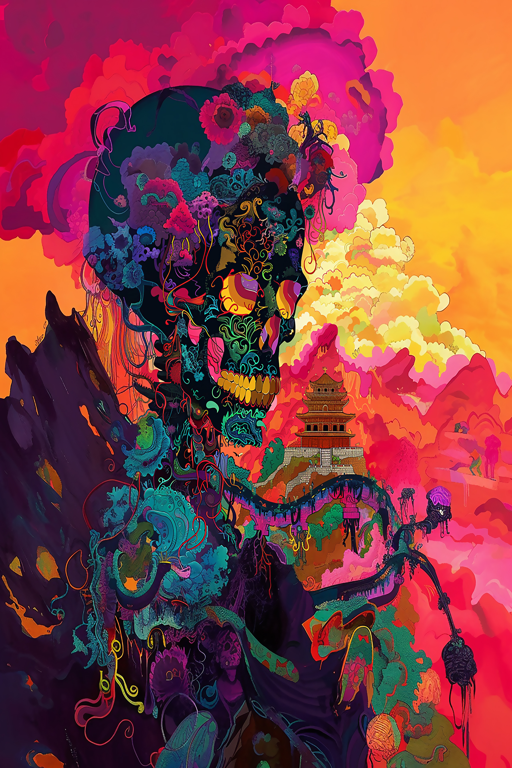 Psychedelic Zen Skull
