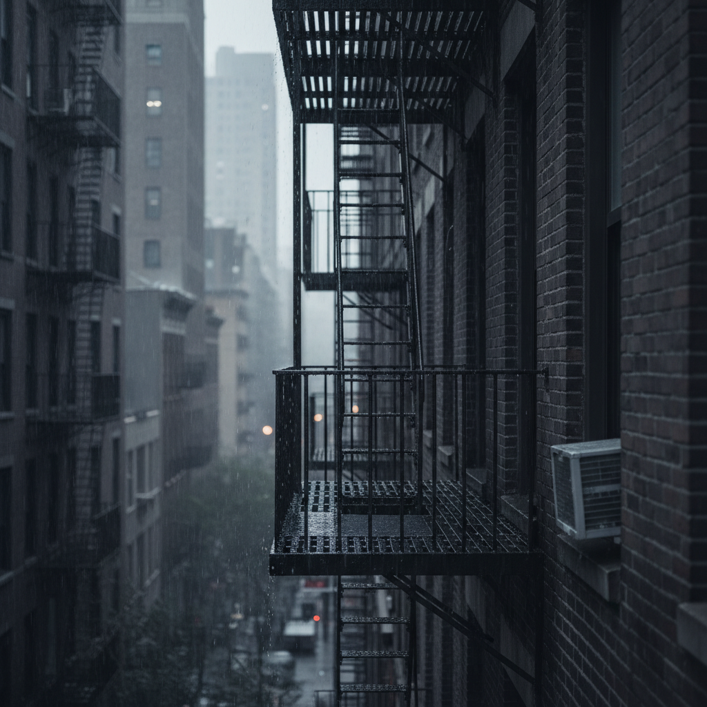 Rain-Kissed Fire Escape