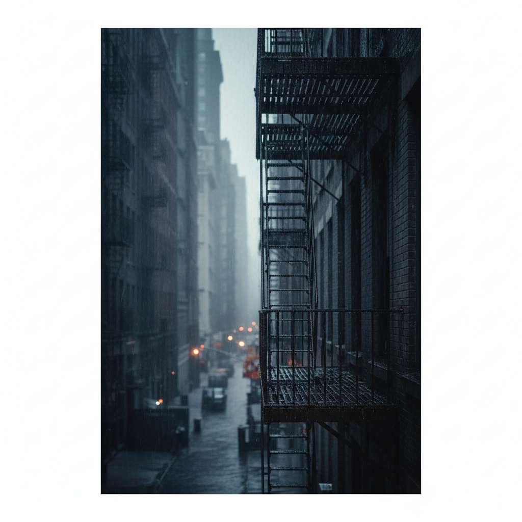 Rain-Kissed Fire Escape