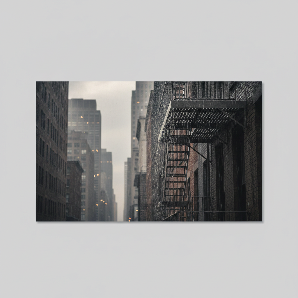Rain-Kissed Fire Escape