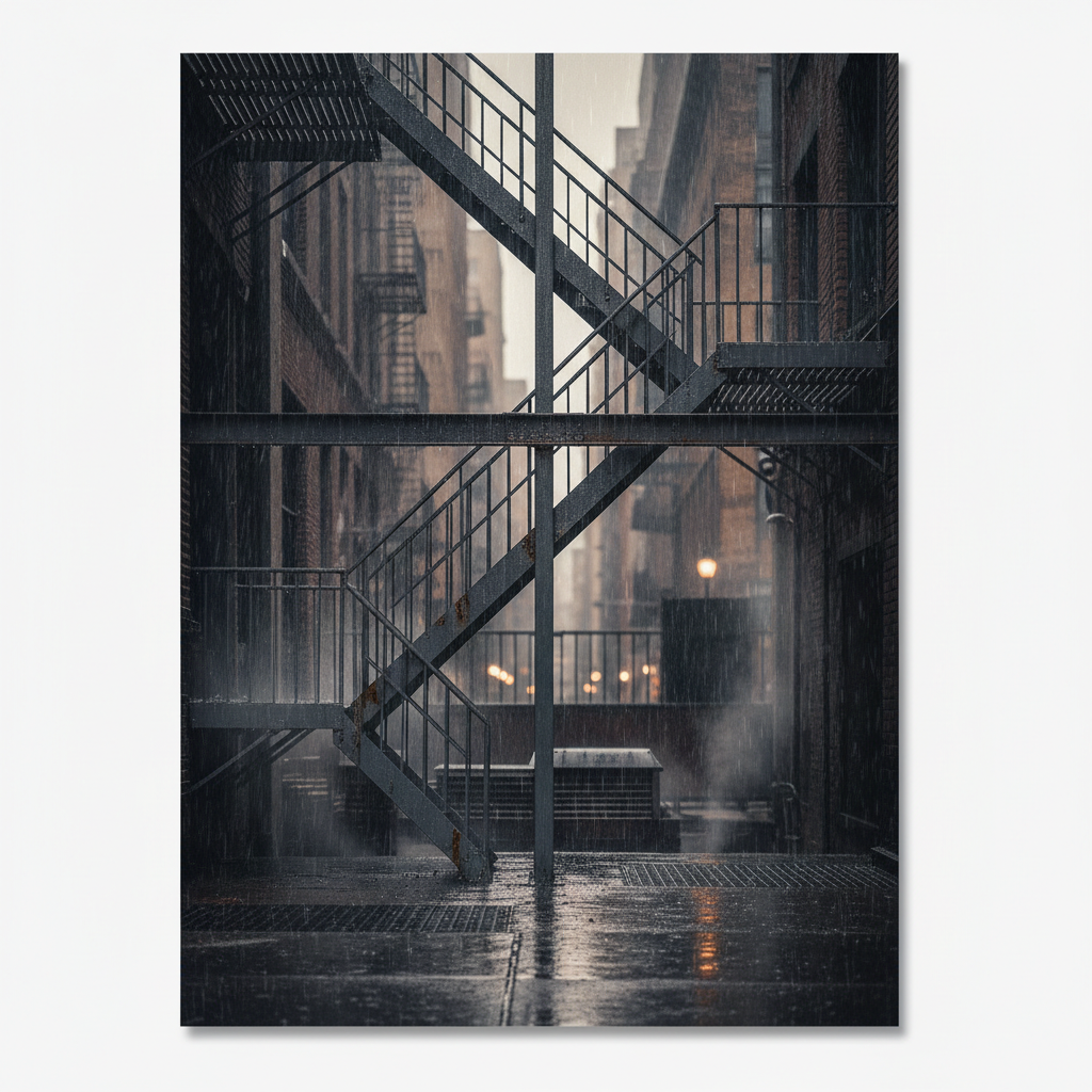 Rain-Kissed Fire Escape