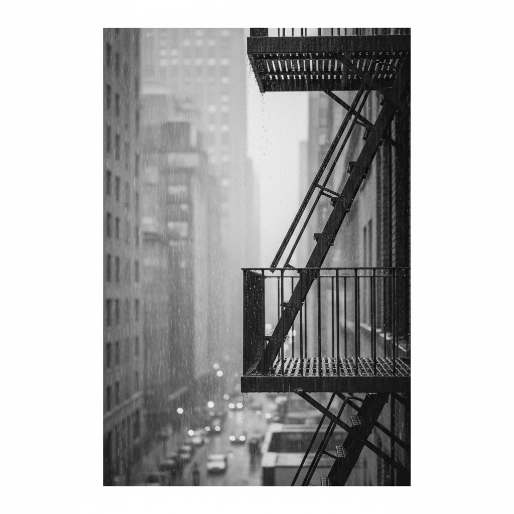 Rain-Kissed Fire Escape
