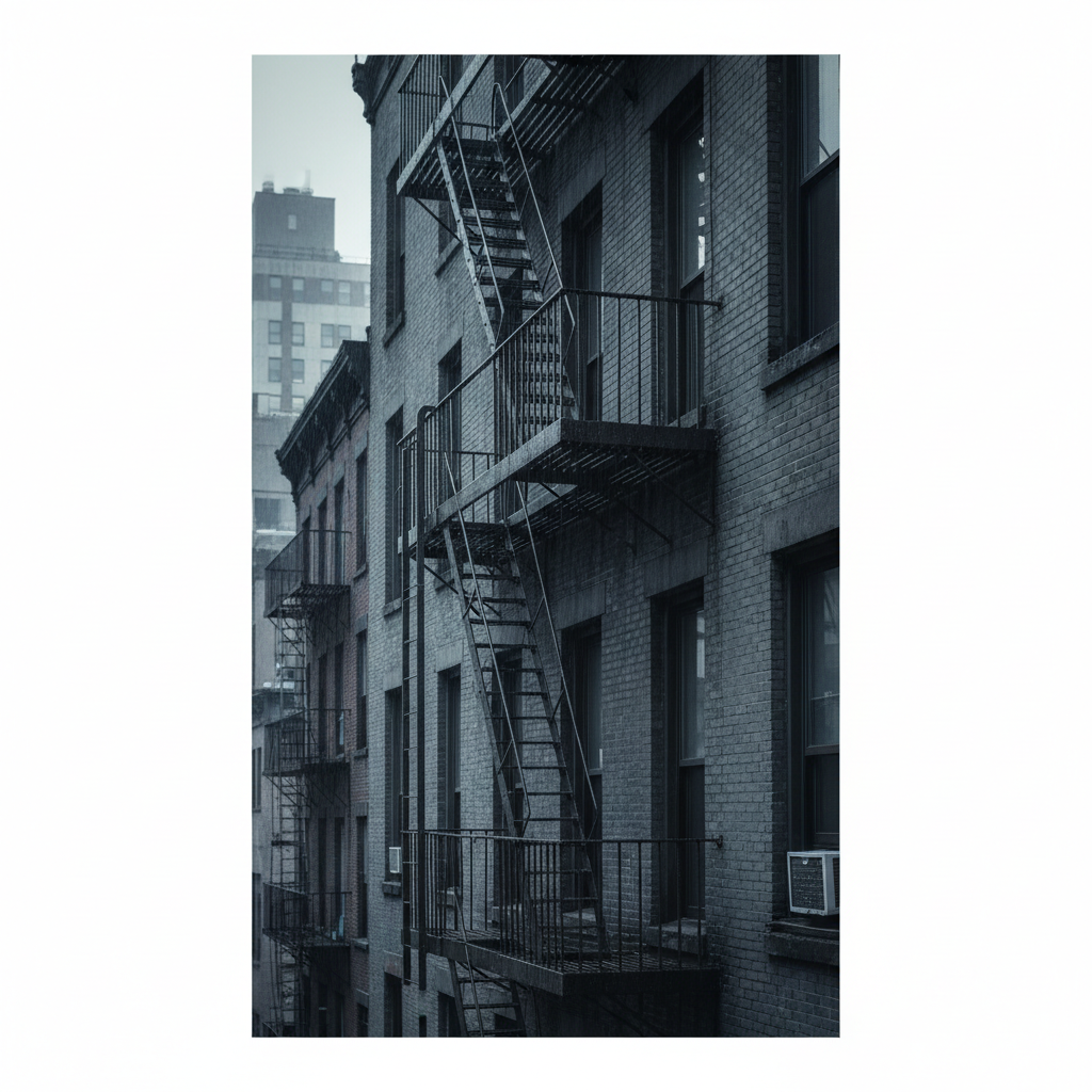 Rain-Kissed Fire Escape