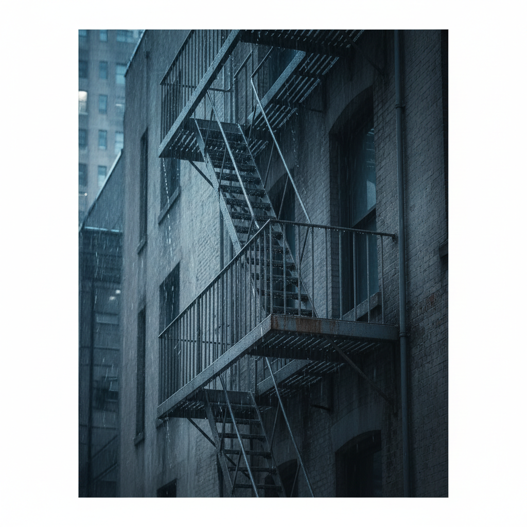 Rain-Kissed Fire Escape