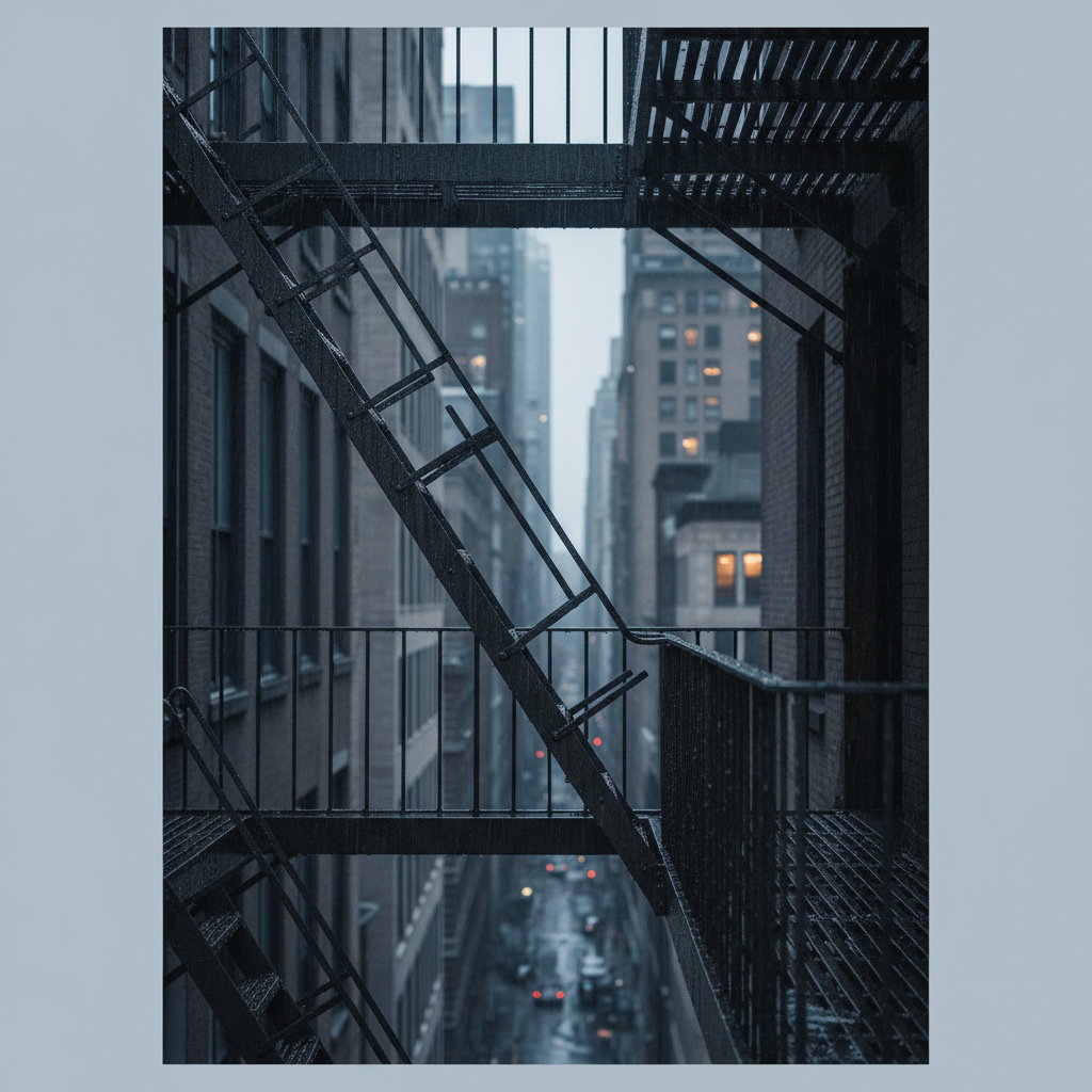 Rain-Kissed Fire Escape