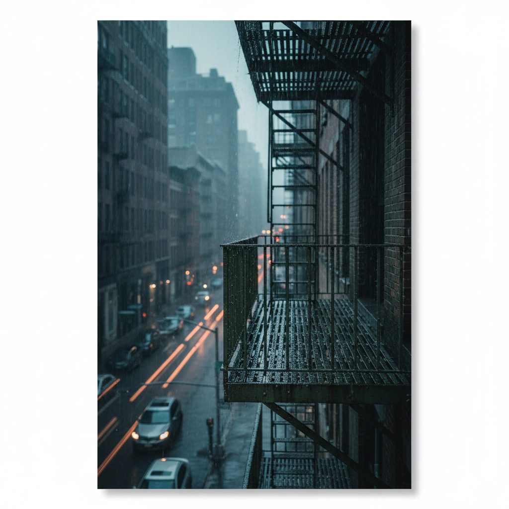 Rain-Kissed Fire Escape