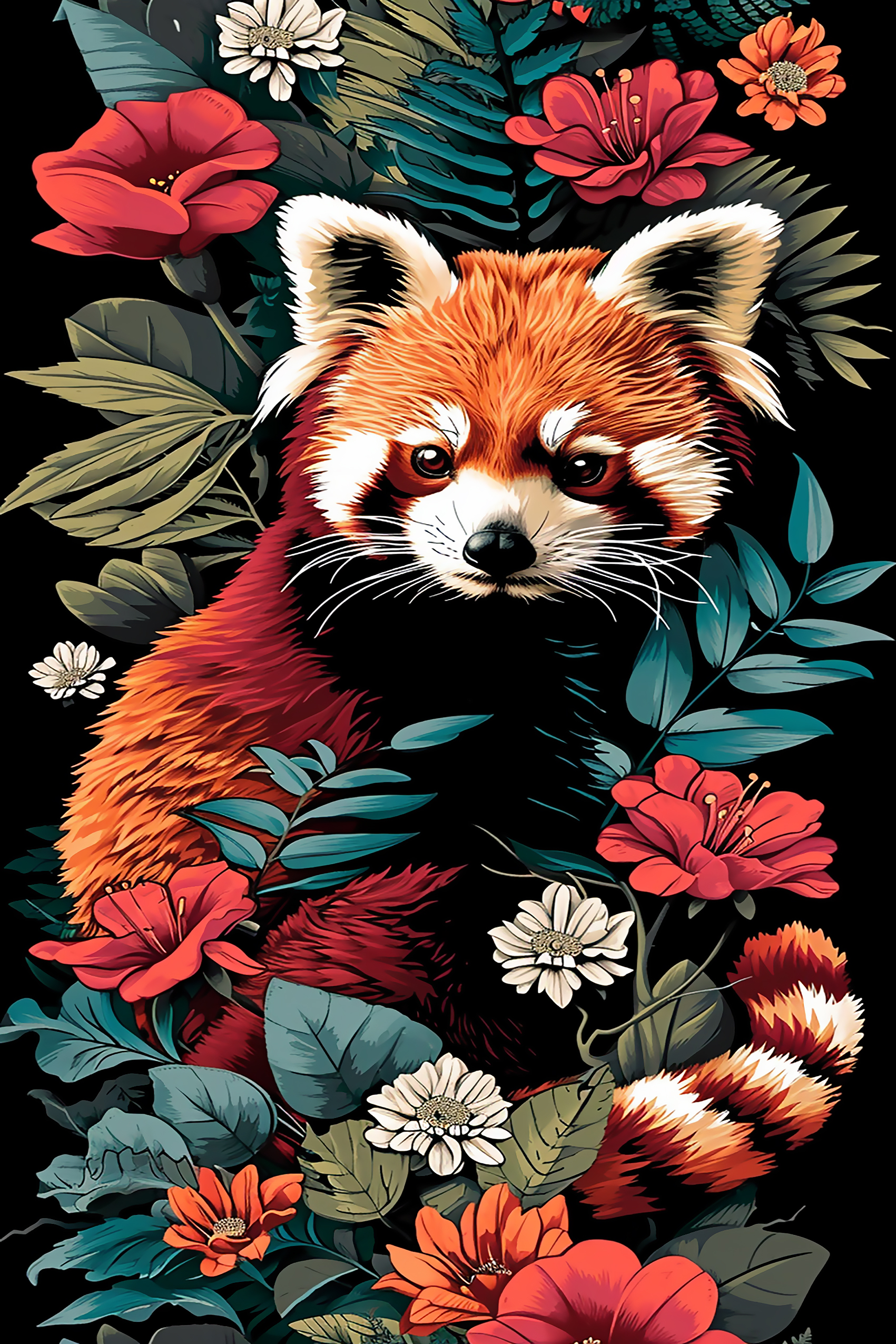 Red Panda Floral Dream