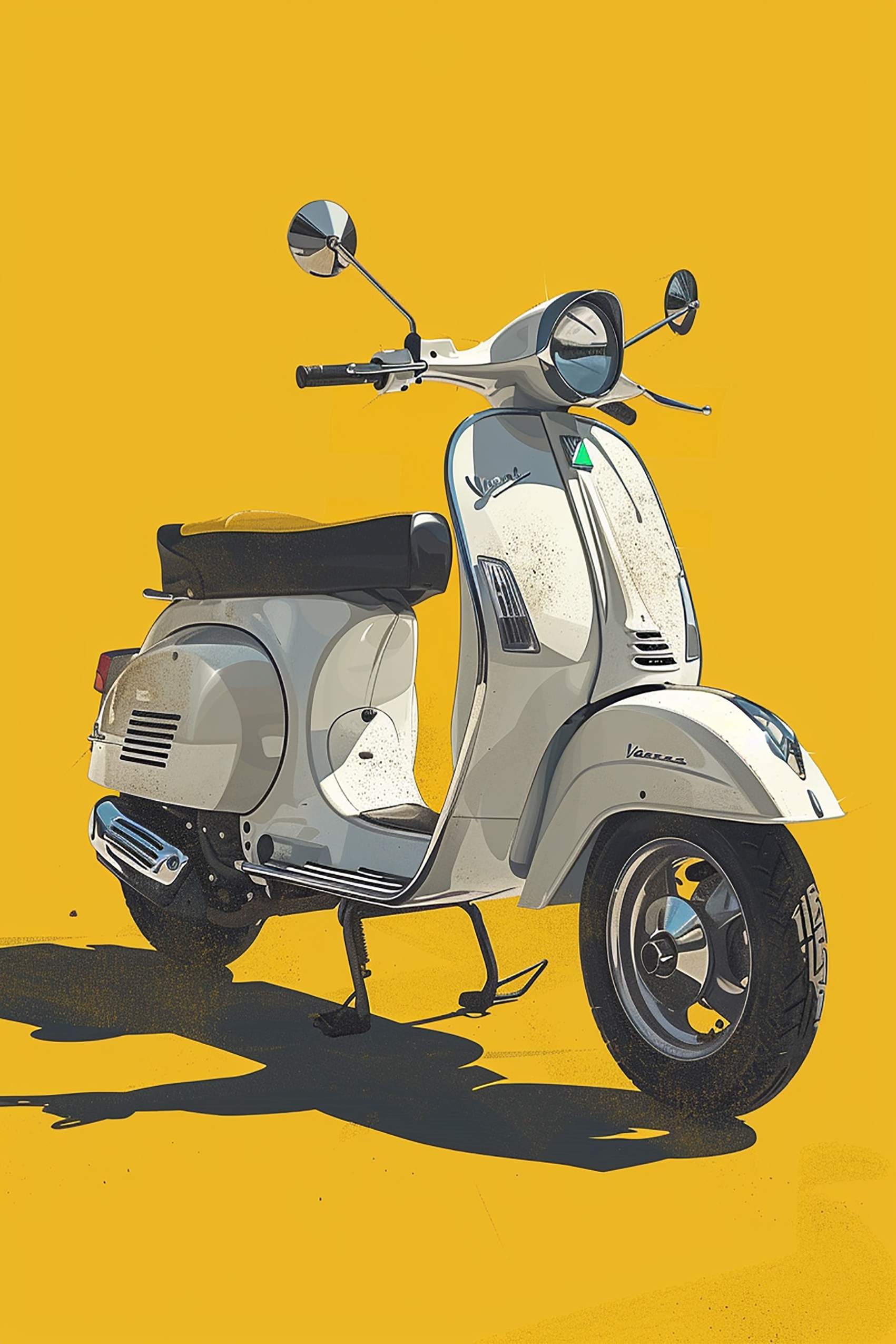 Retro Vespa on Yellow
