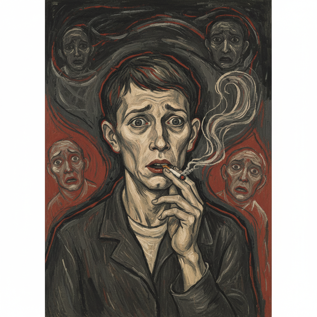Self-Portrait with Cigarette — Edvard Munch