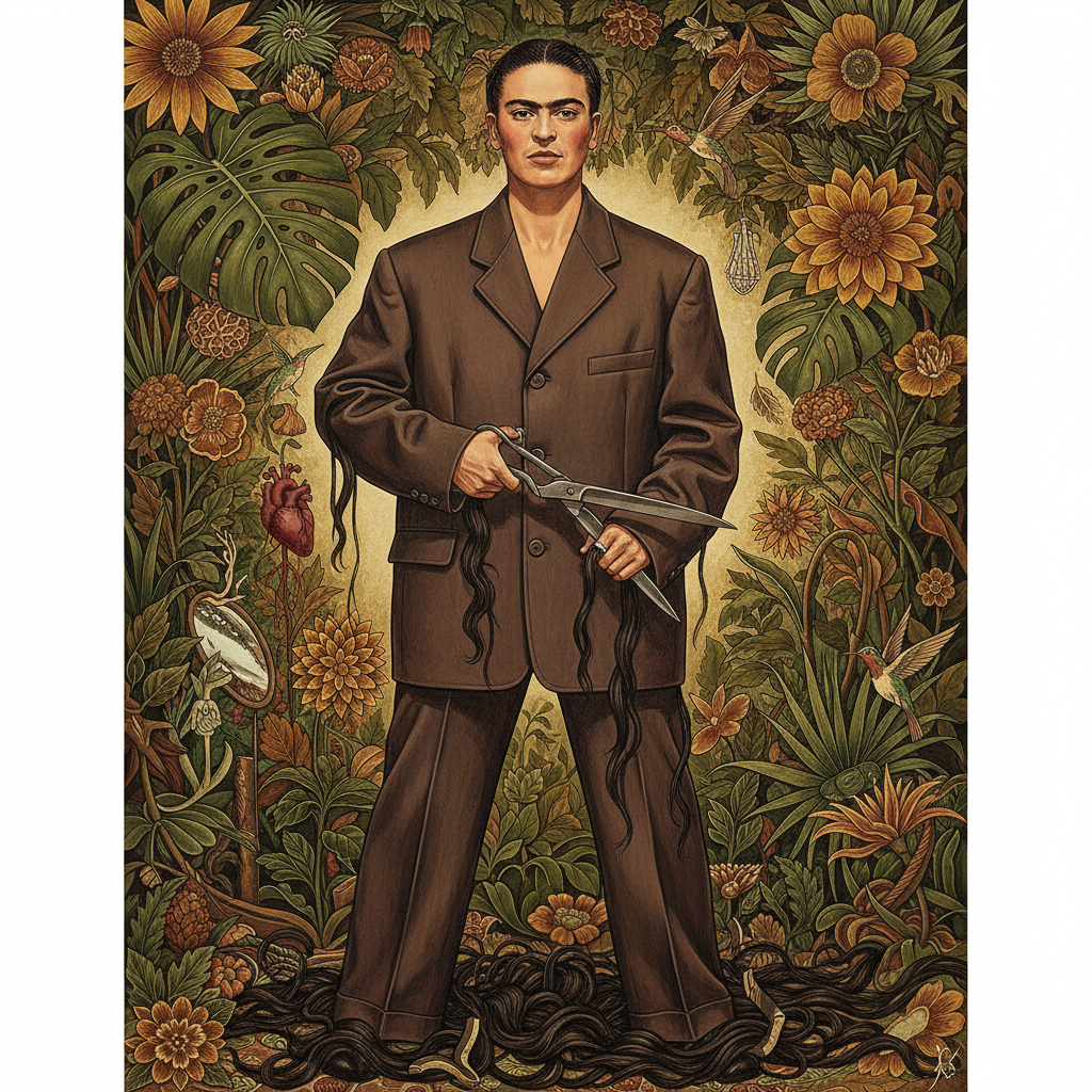 Self-Portrait with Cropped Hair — Frida Kahlo