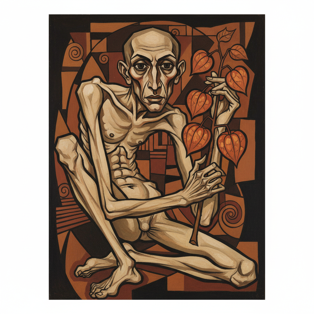 Self-Portrait with Physalis — Egon Schiele
