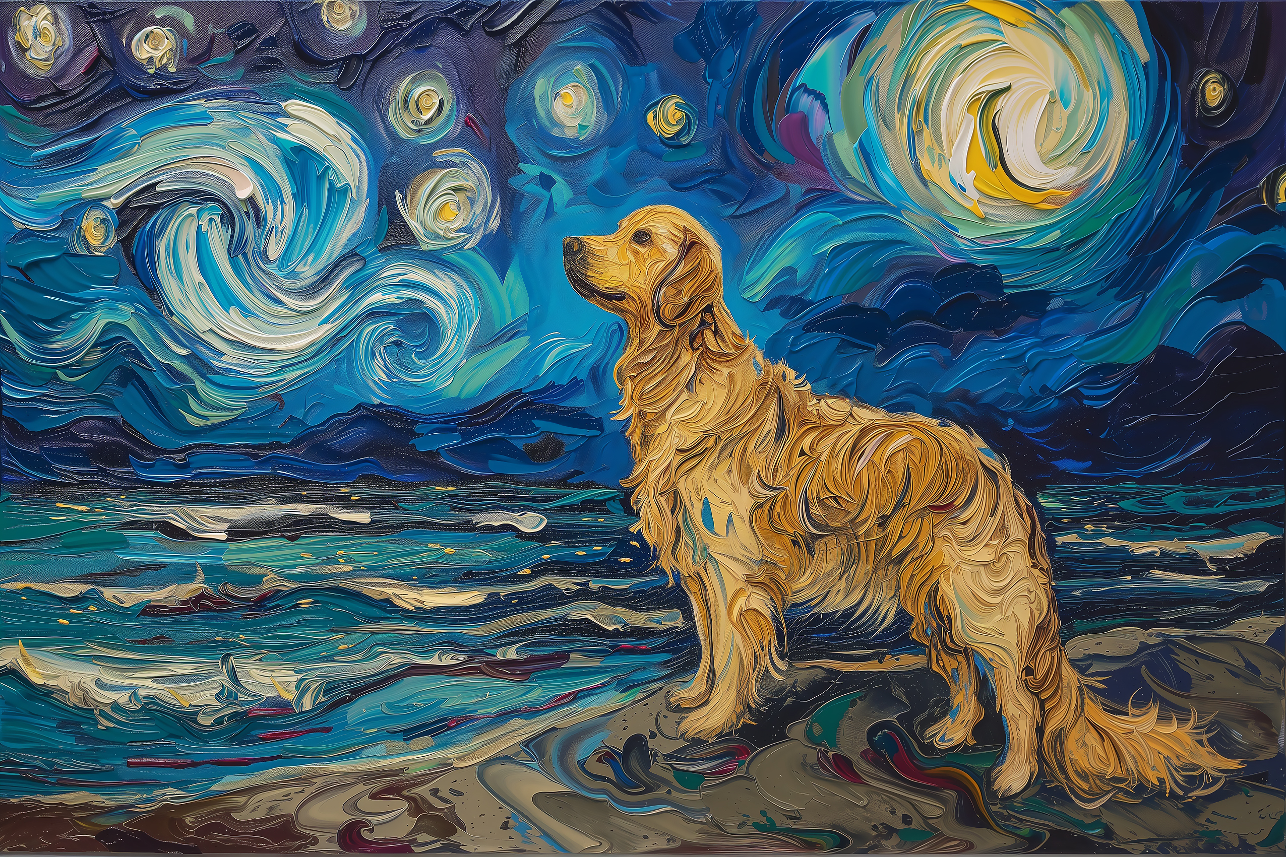 Starry Night Golden Retriever
