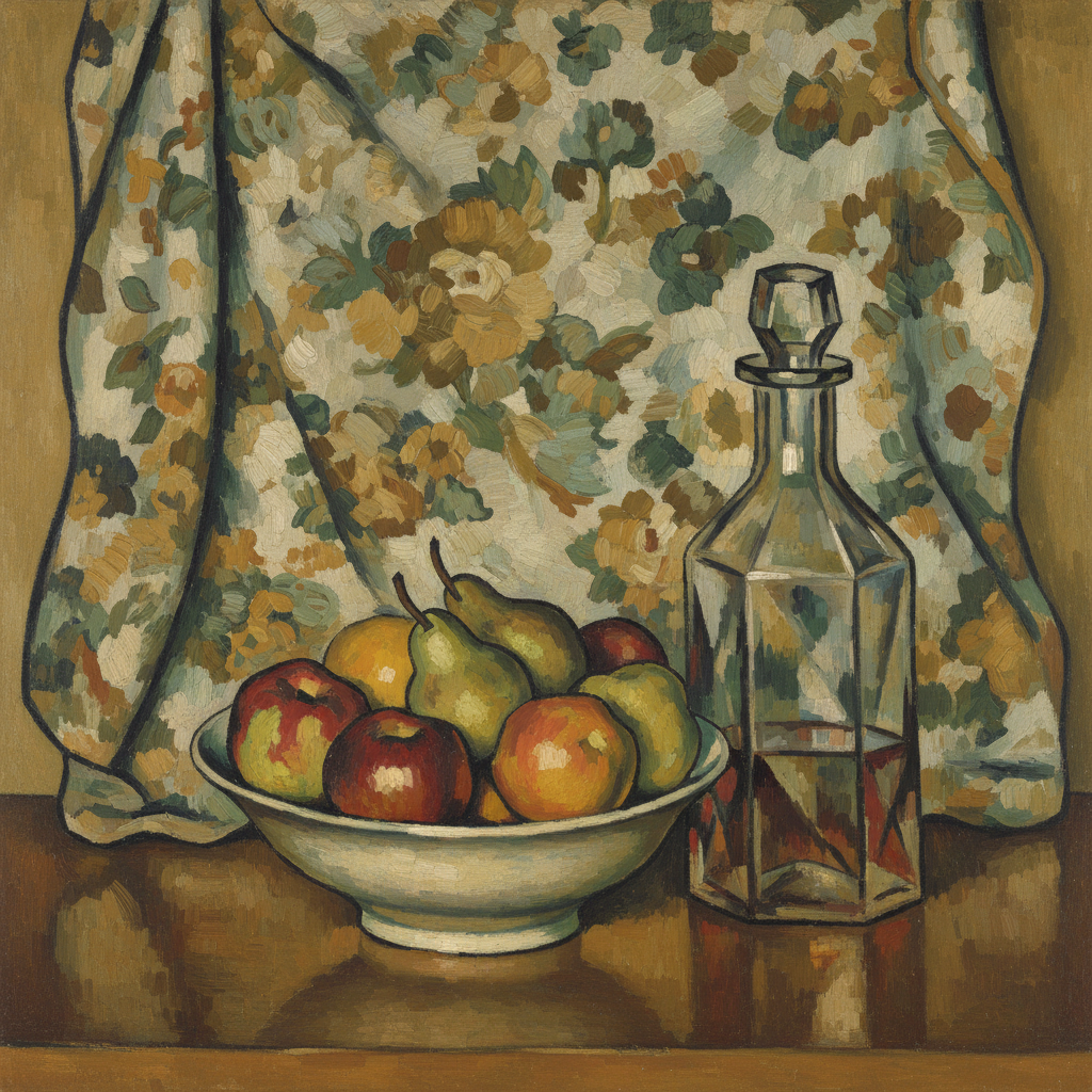 Still Life with a Curtain — Paul Cézanne