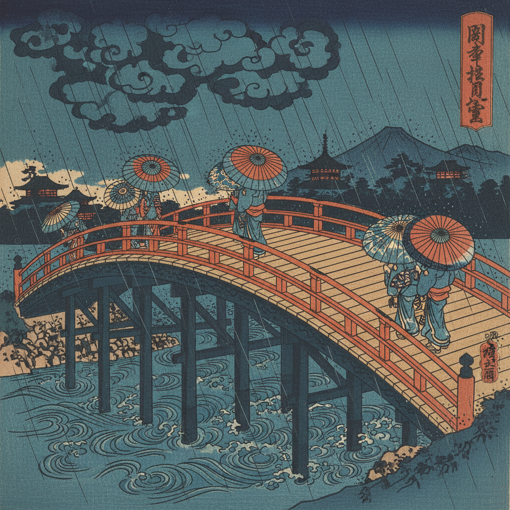 Sudden Shower over Shin-Ōhashi bridge and Atake — Utagawa Hiroshige