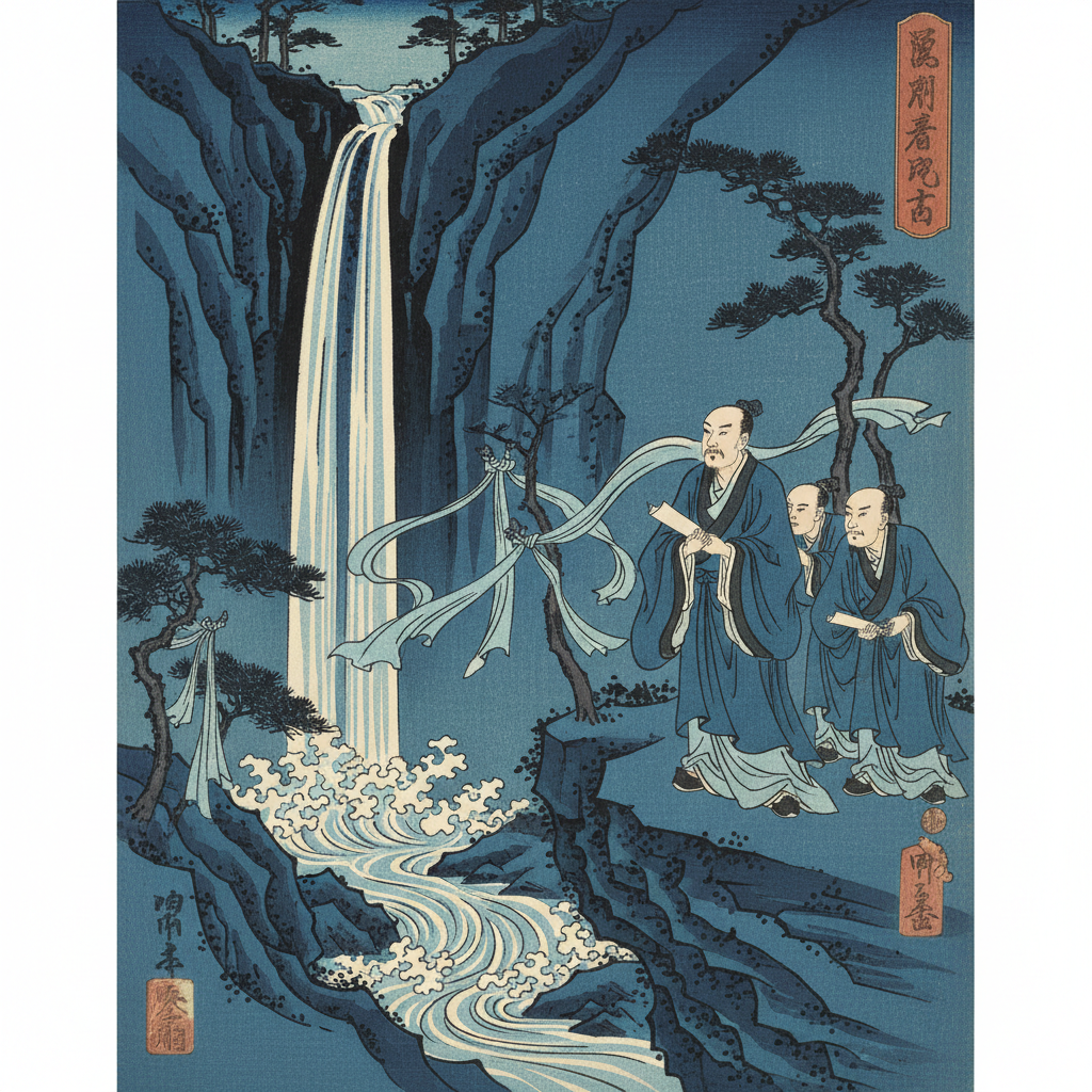 The Poet Li Bai Admiring a Waterfall — Katsushika Hokusai