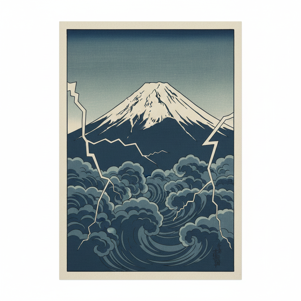 Thunderstorm Beneath the Summit — Katsushika Hokusai