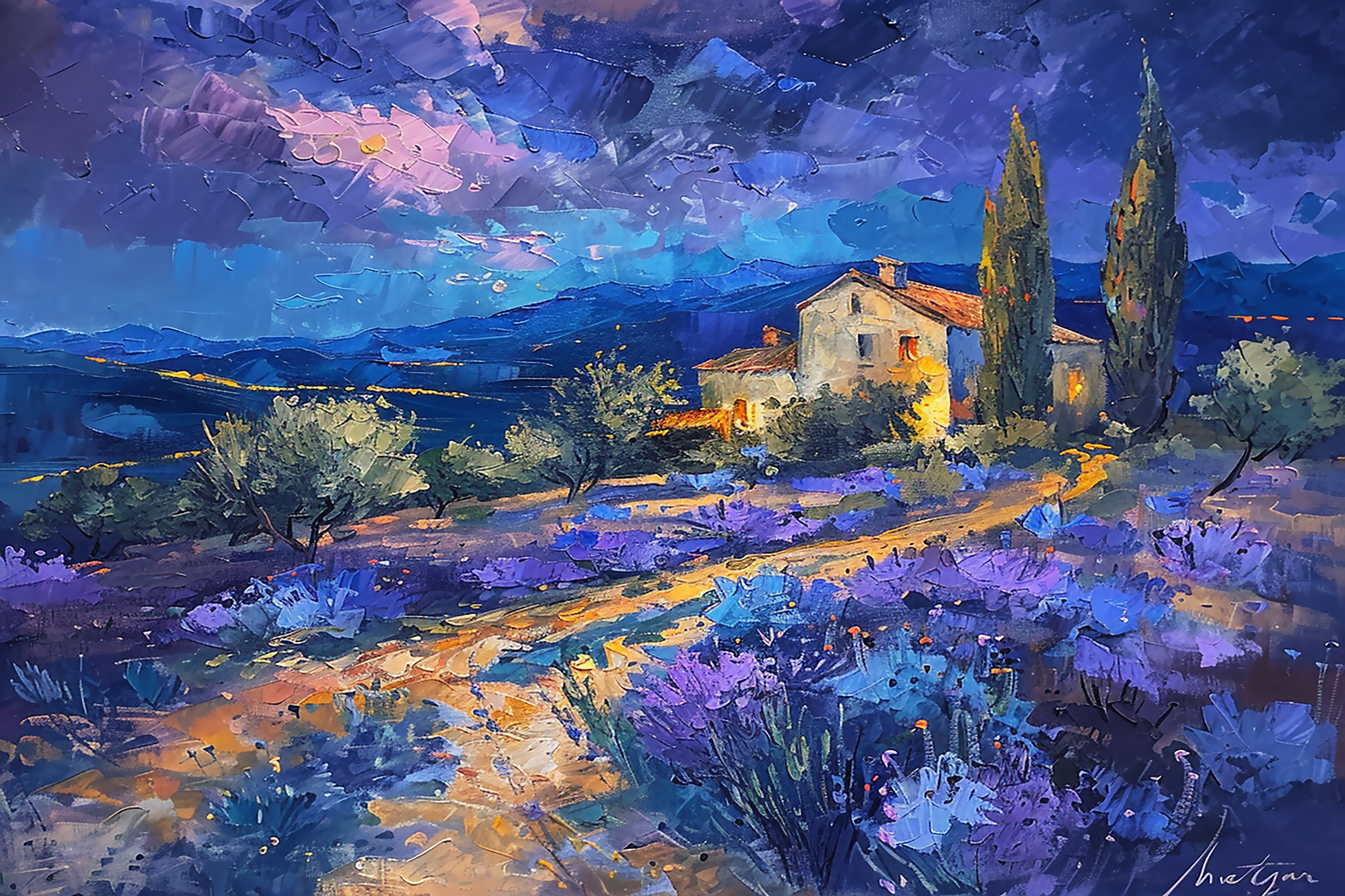 Twilight Lavender Fields