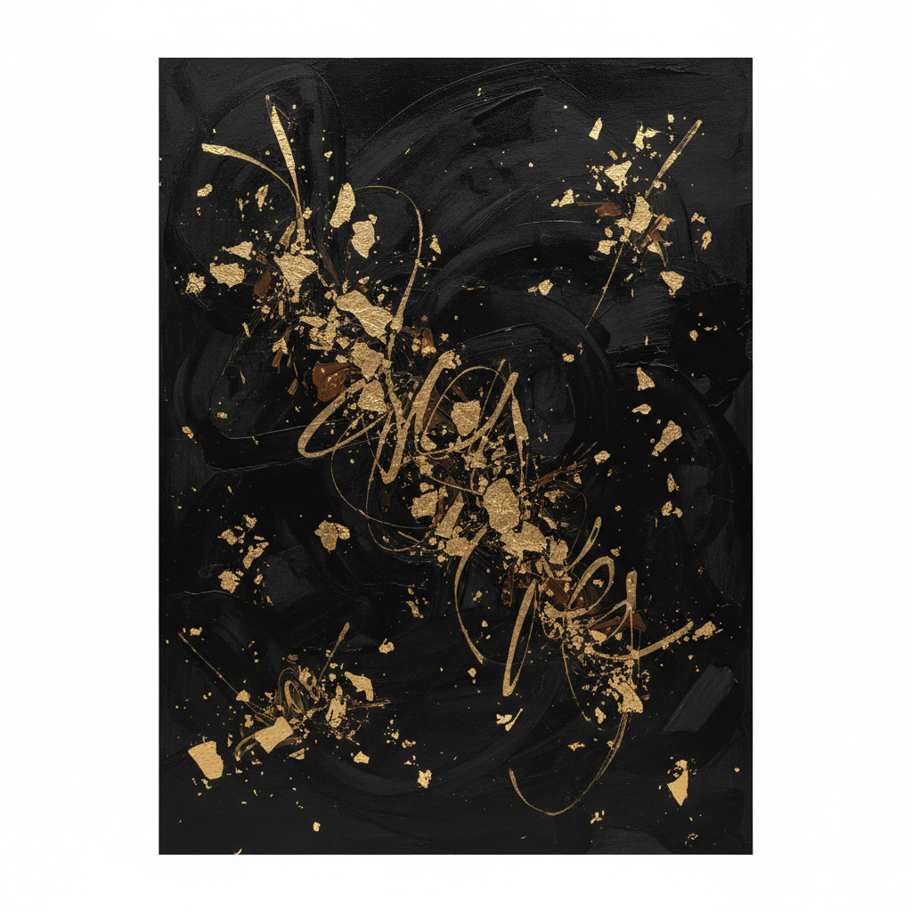 Velvet Noir — Luxe Abstract Wall Art in Black & Gold