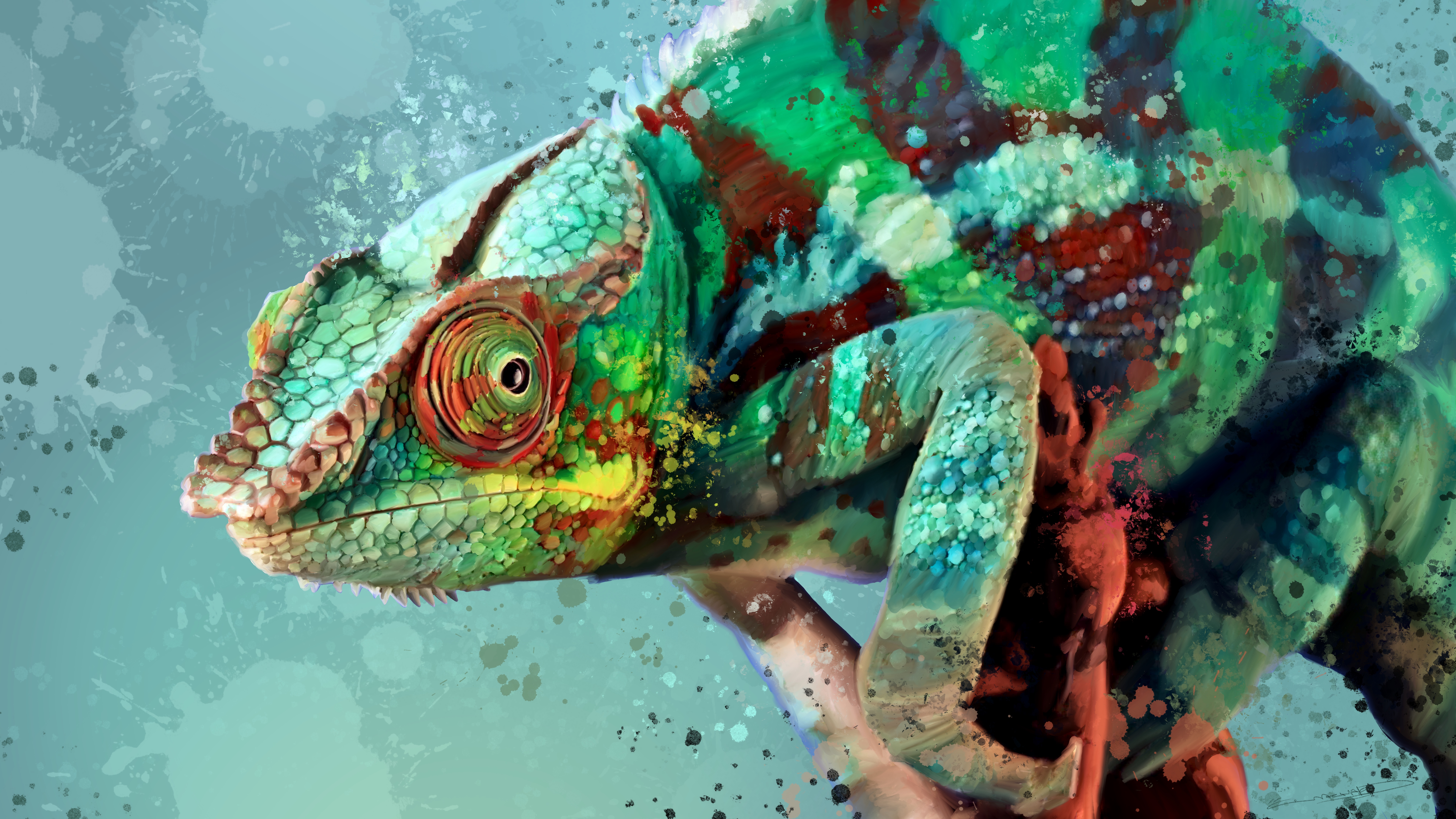 Vibrant Chameleon Gaze