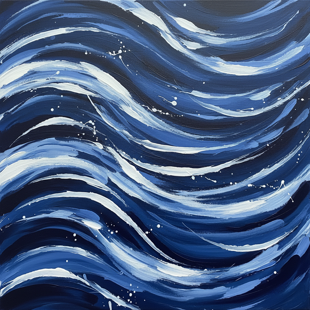 Wave Function — Indigo Abstract Wall Art Print